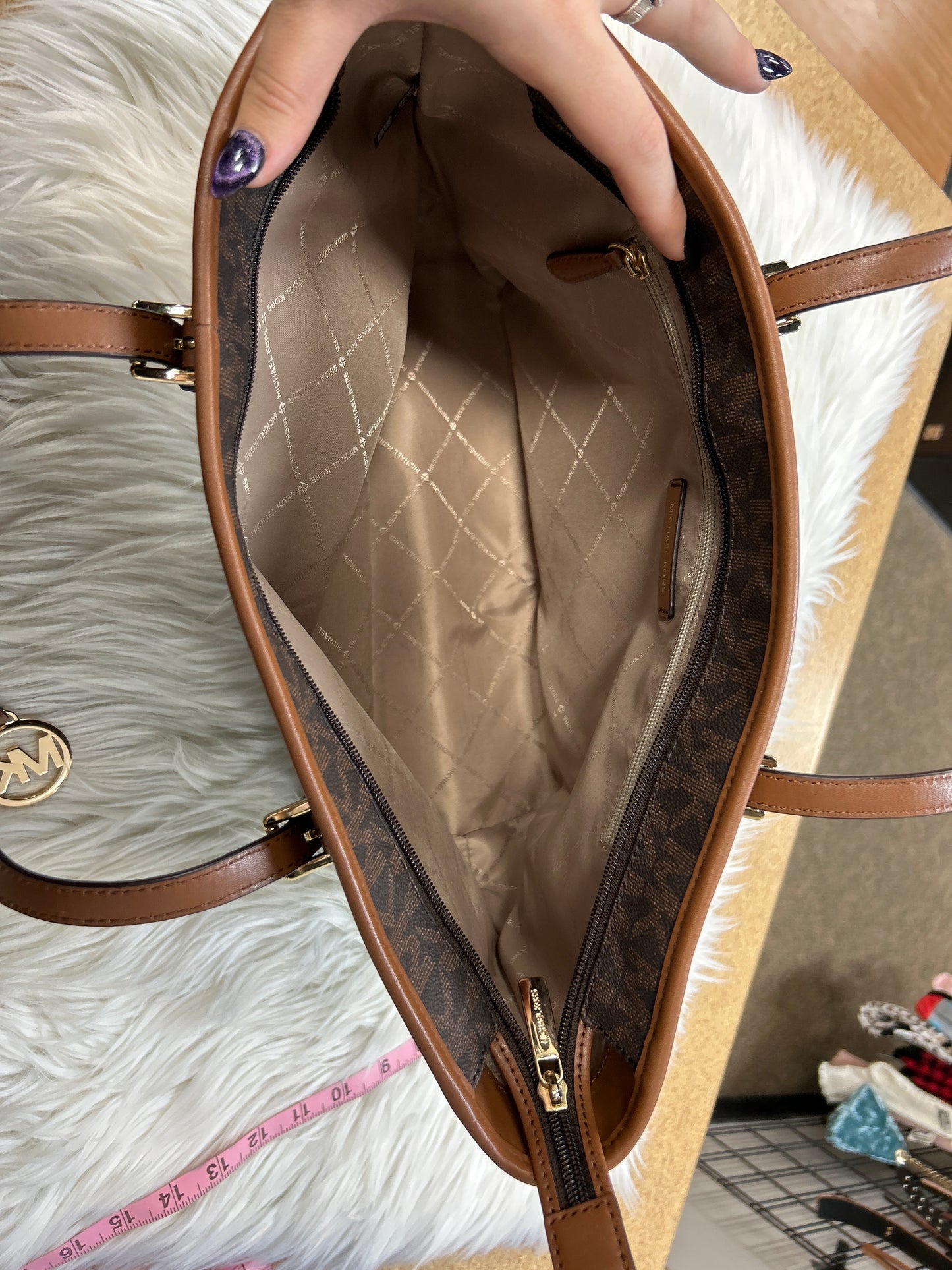 Handbag Designer By Michael Kors In Brown, Size:Large