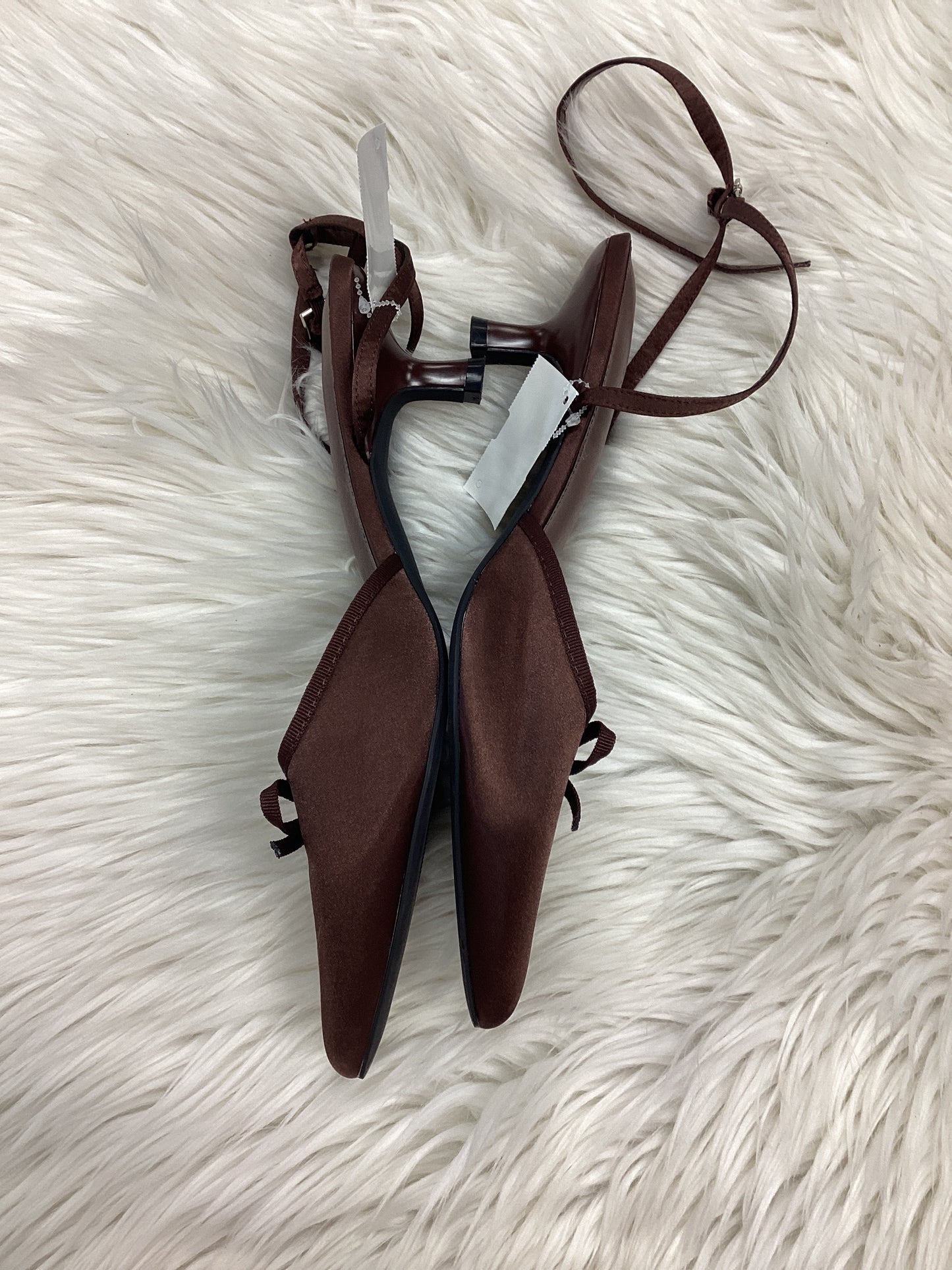 Sandals Heels Kitten By Cmc In Brown, Size:11