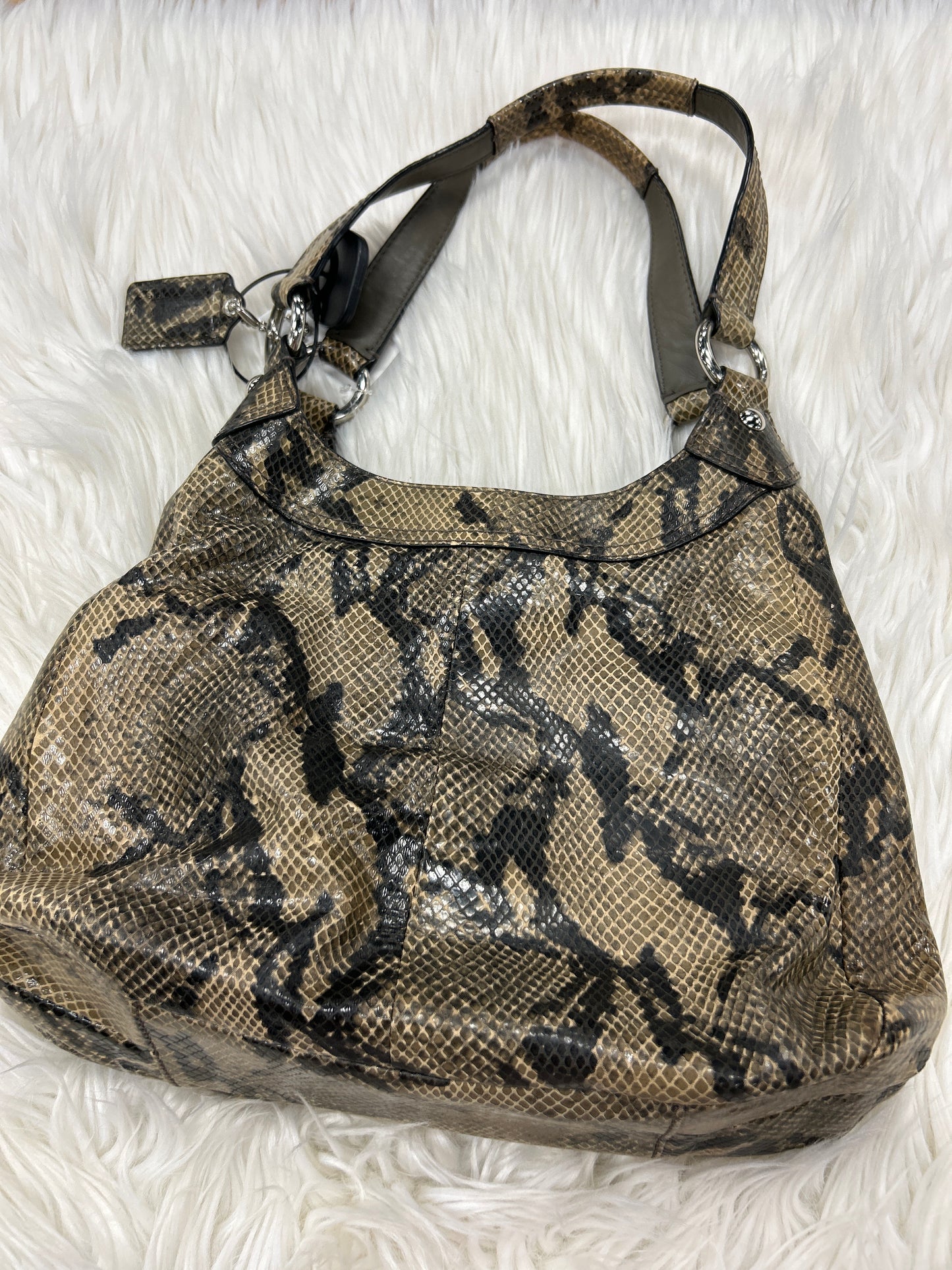 Handbag Designer By Coach In Snakeskin Print, Size:Medium