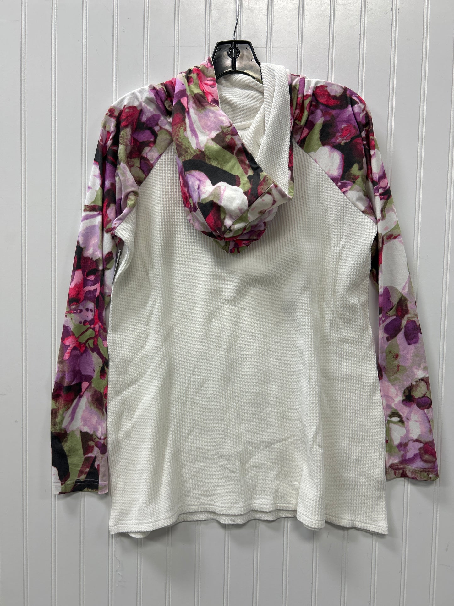 Sweatshirt Hoodie By Clothes Mentor In Cream & Purple, Size:Xl
