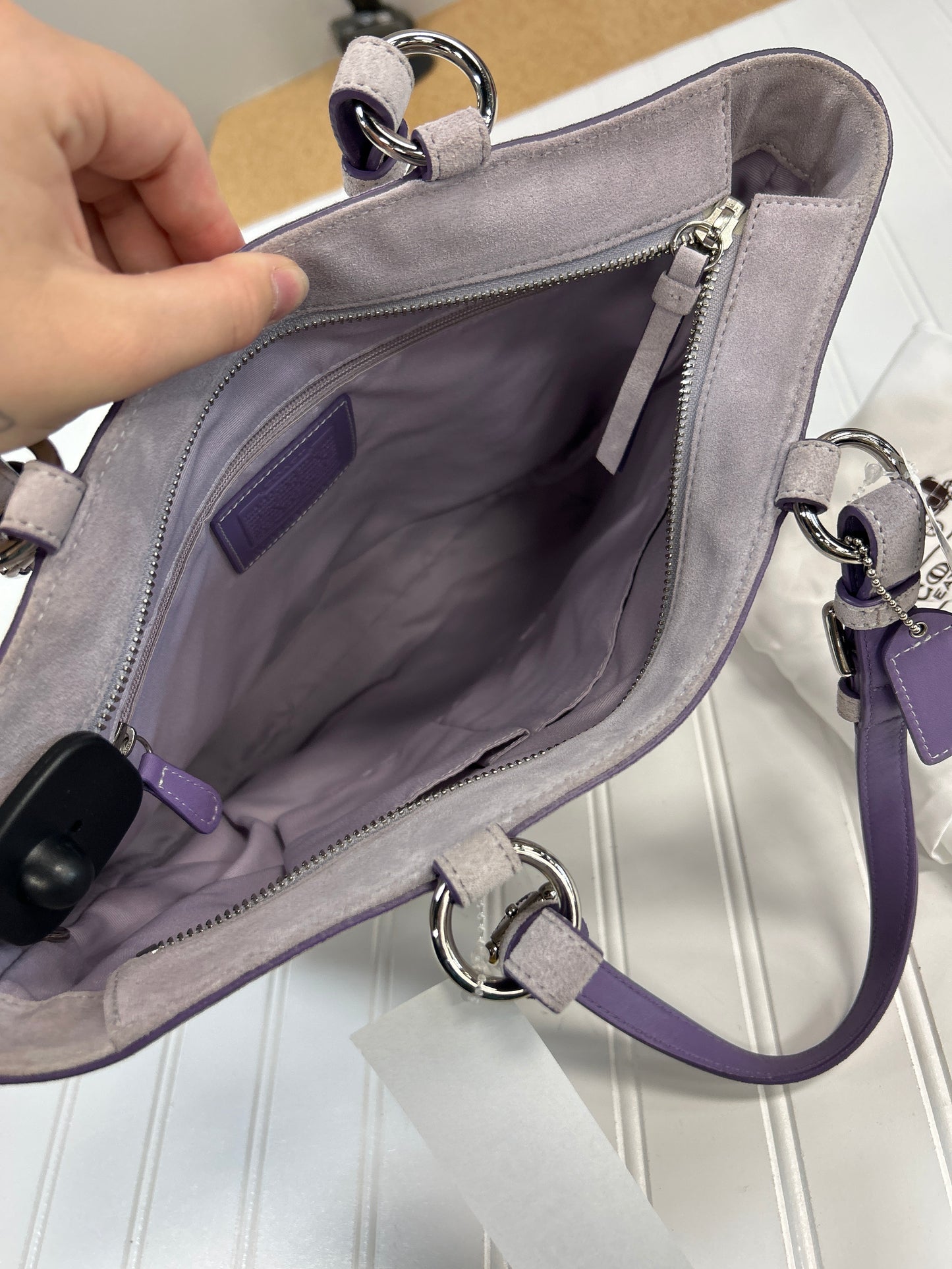 Handbag Designer By Coach In Purple, Size:Large