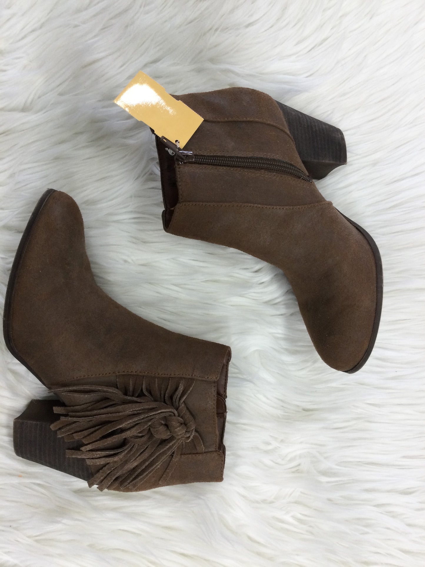 Boots Ankle Heels By Fergalicious In Brown, Size:7