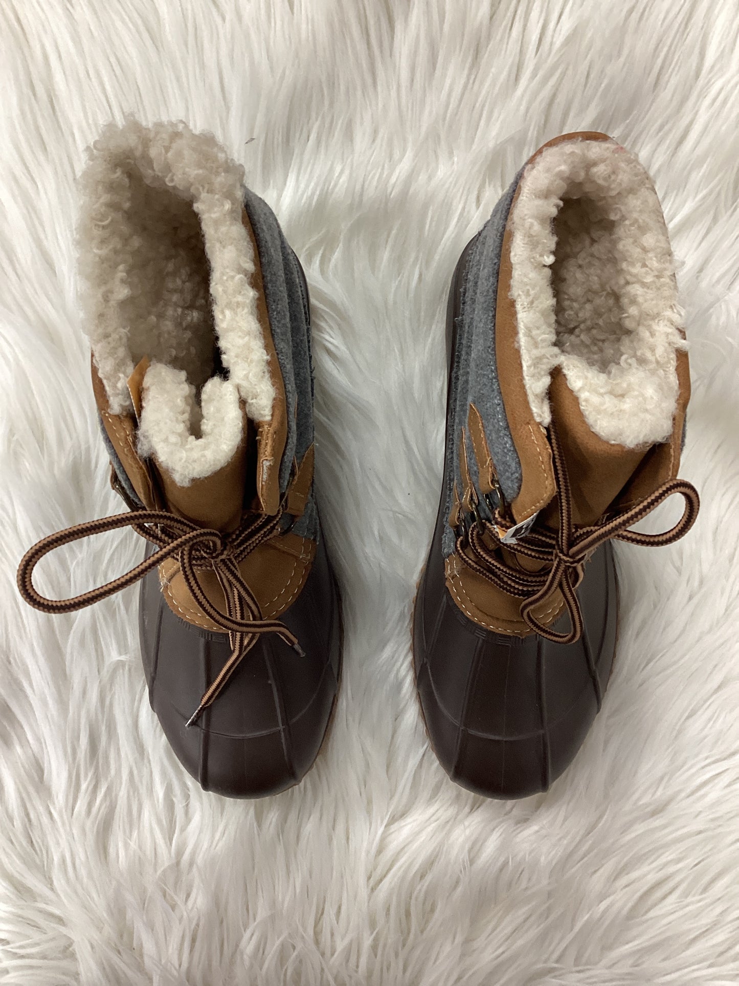 Boots Snow By Just Fab In Grey & Tan, Size:9.5