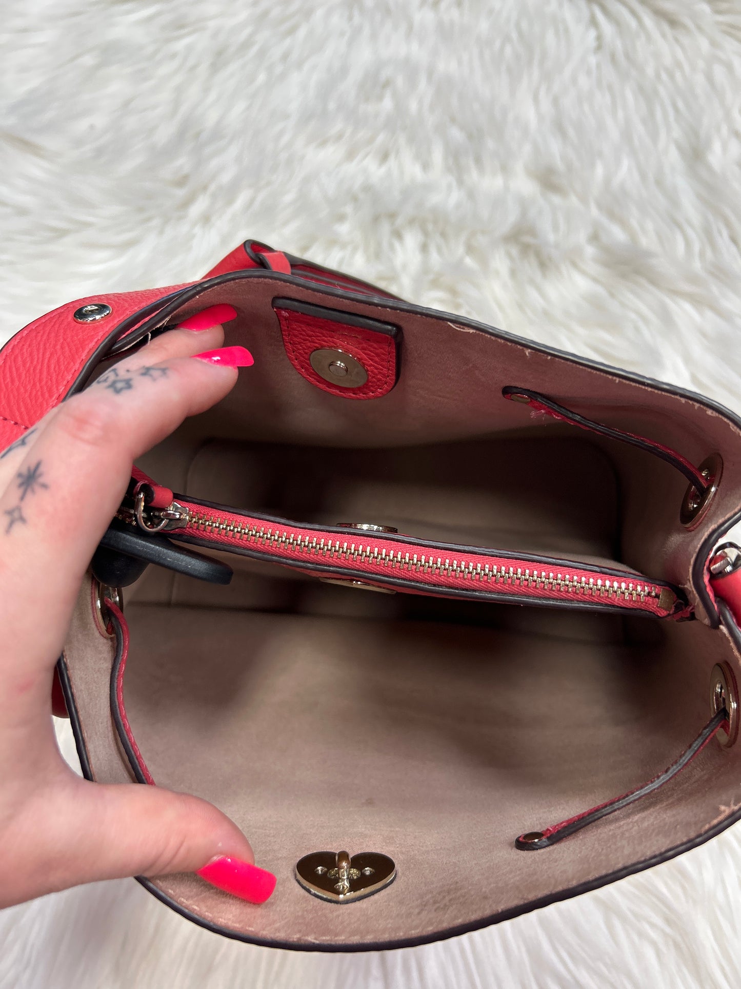 Handbag Designer By Kate Spade In Coral, Size:Medium