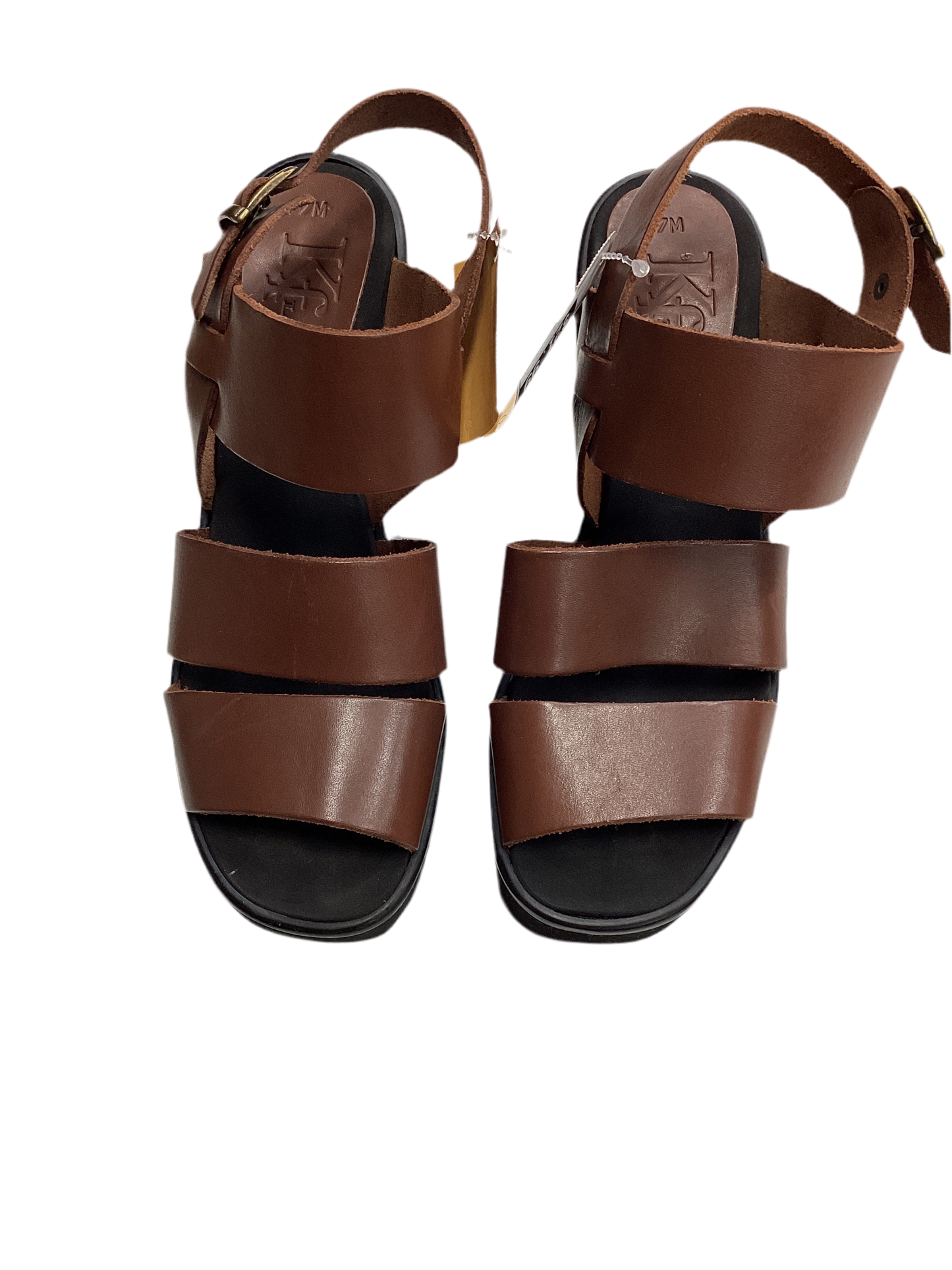 Sandals Heels Wedge By Cmb In Brown, Size:7