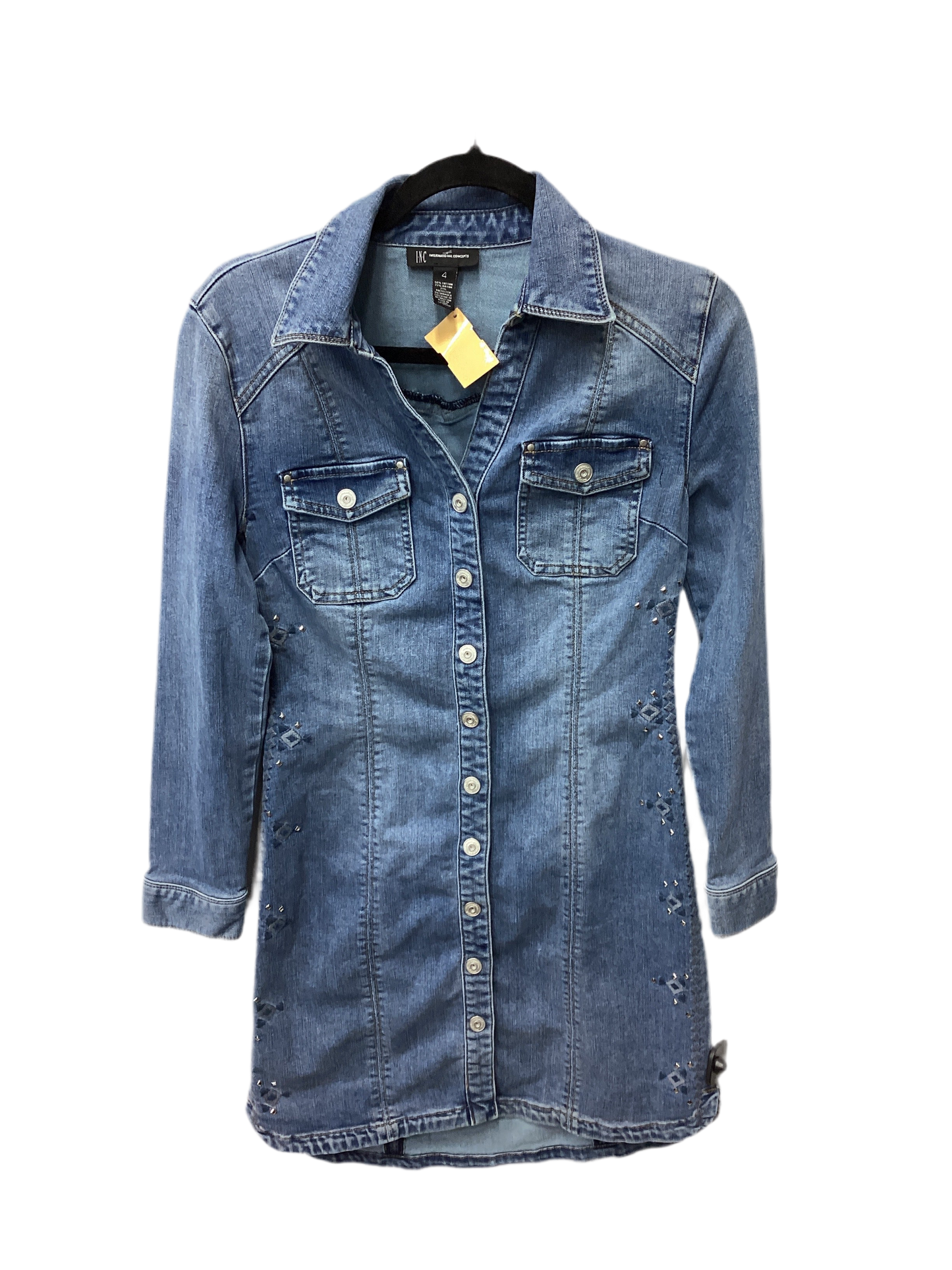 Dress Casual Maxi By Inc In Blue Denim, Size:4