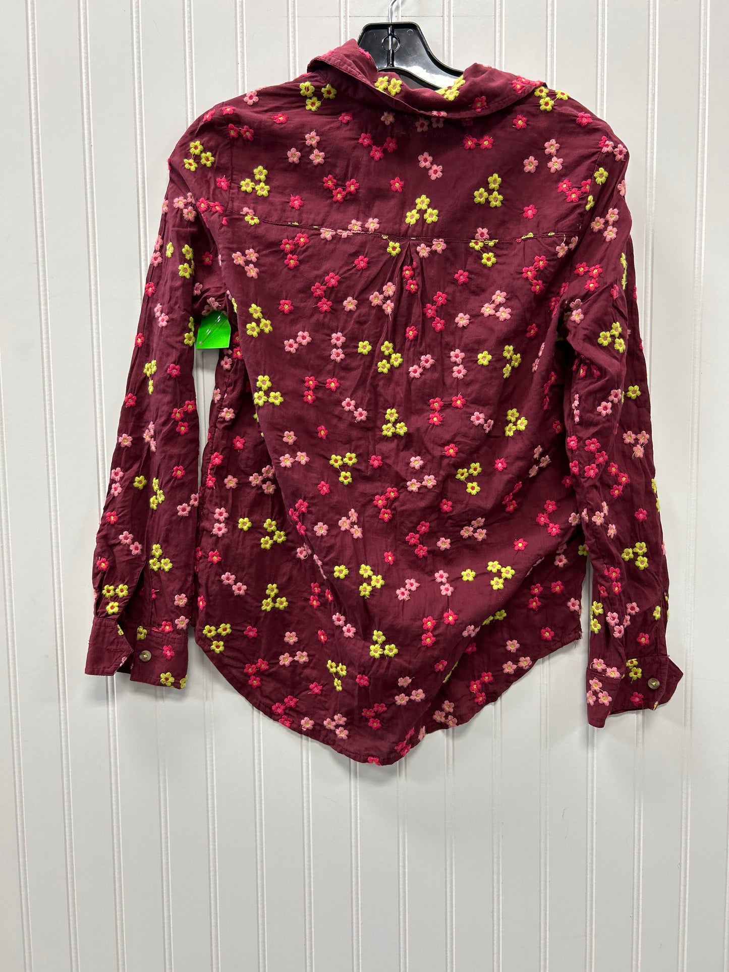Blouse Ls By Anthropologie In Maroon, Size:Xs