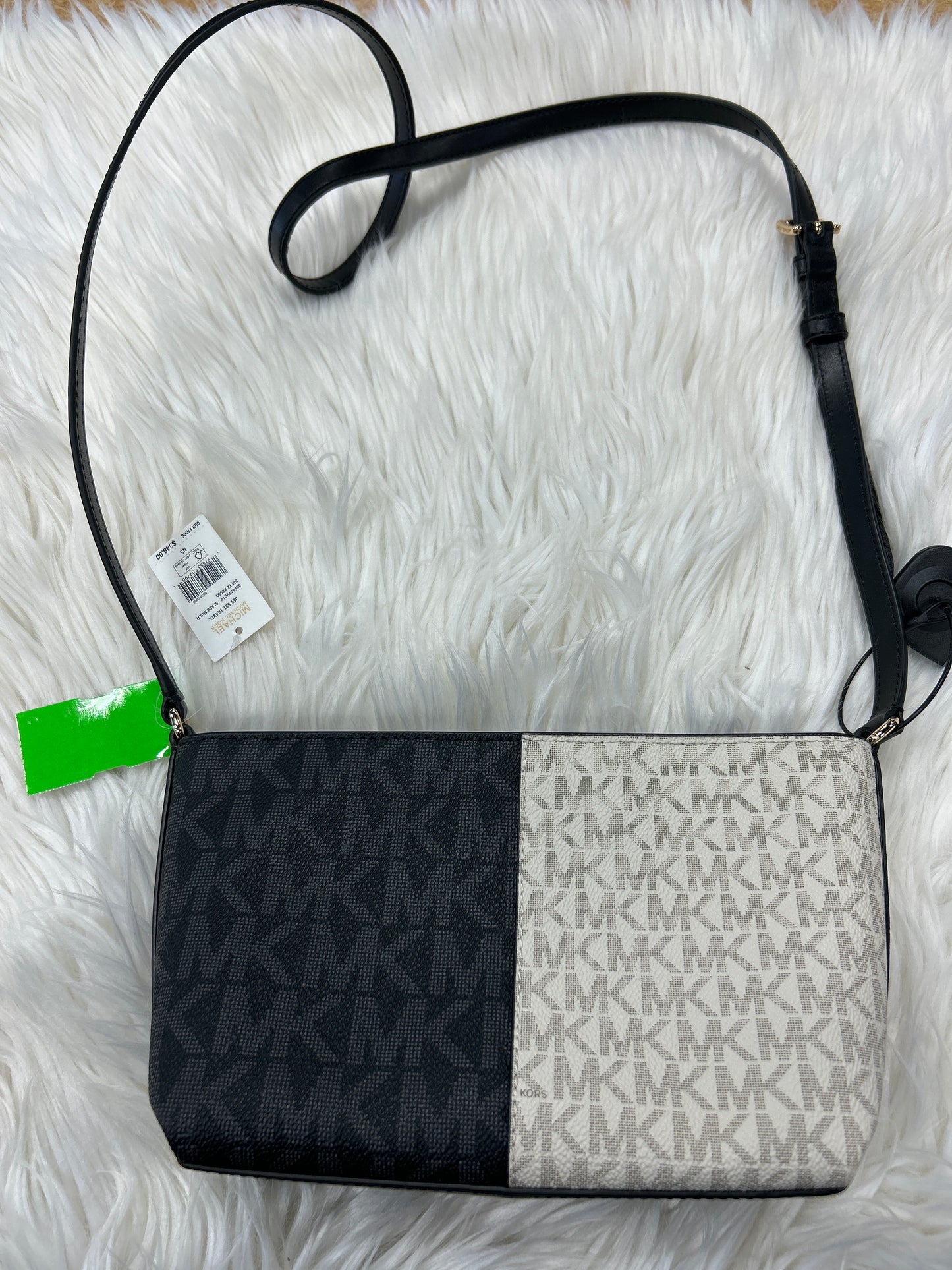 Crossbody Designer By Michael Kors In Black & White, Size:Small NWT