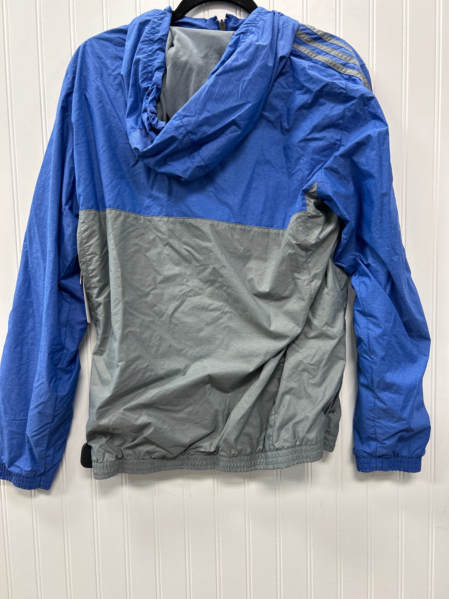 Athletic Jacket By Adidas In Blue & Grey, Size:M