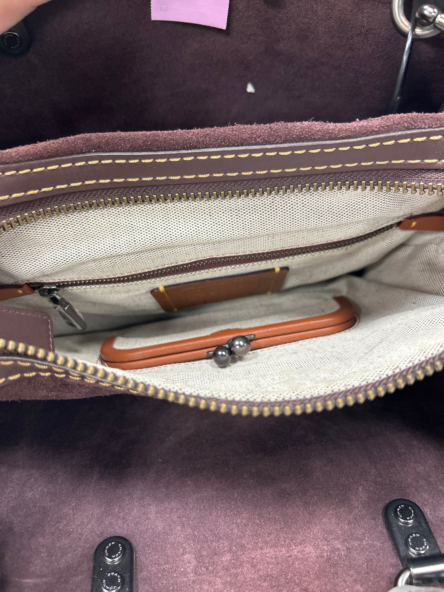 Handbag Designer By Coach In Grey, Size:Large