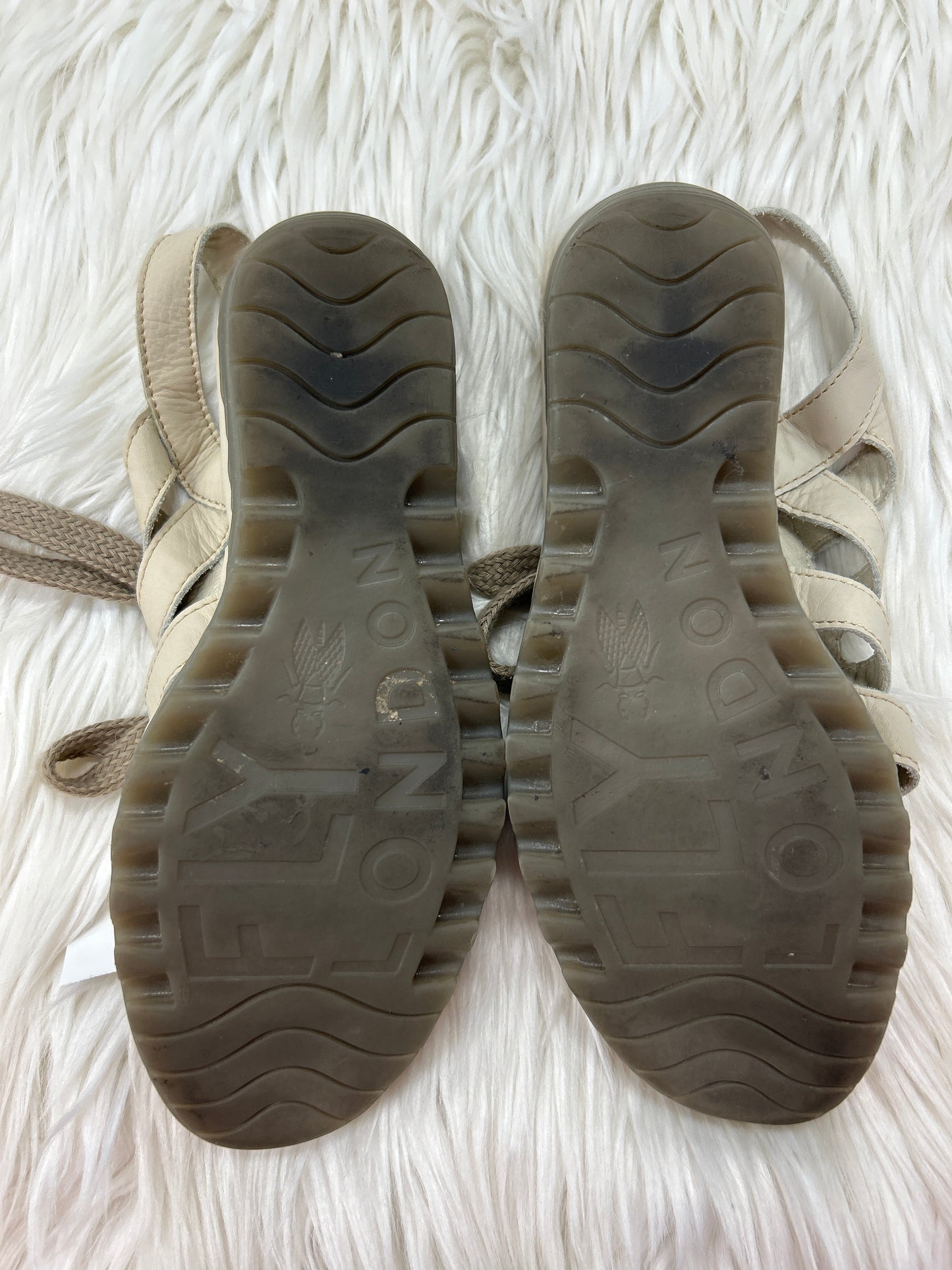 Sandals Heels Wedge By Fly London In Taupe, Size:7.5