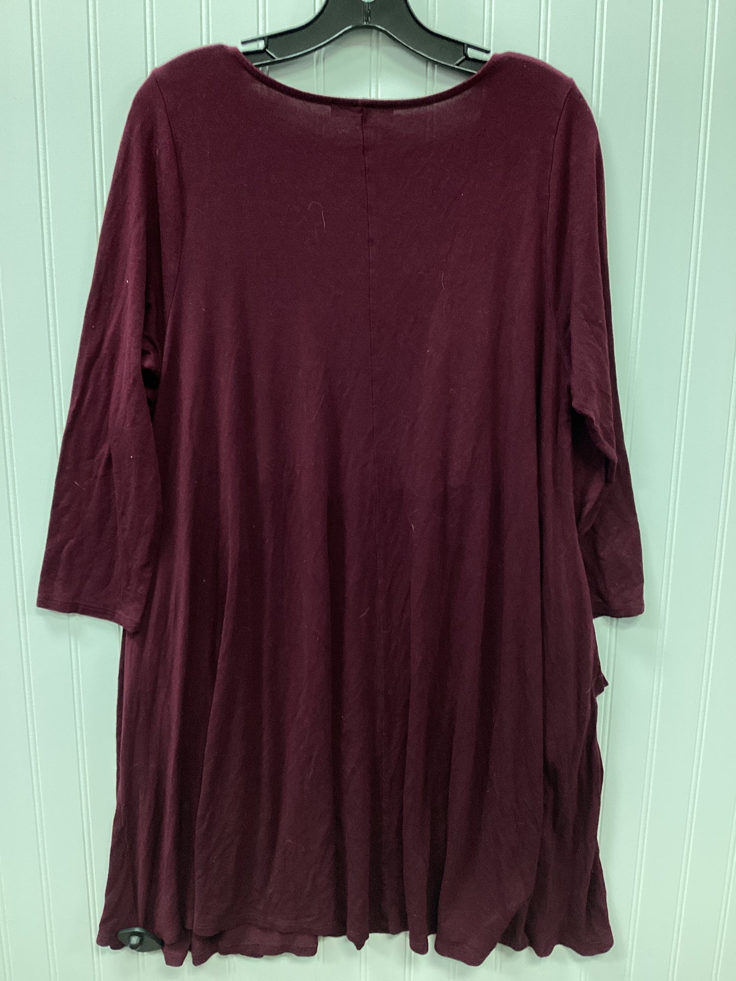Tunic Ls By Emerald In Maroon, Size:1X