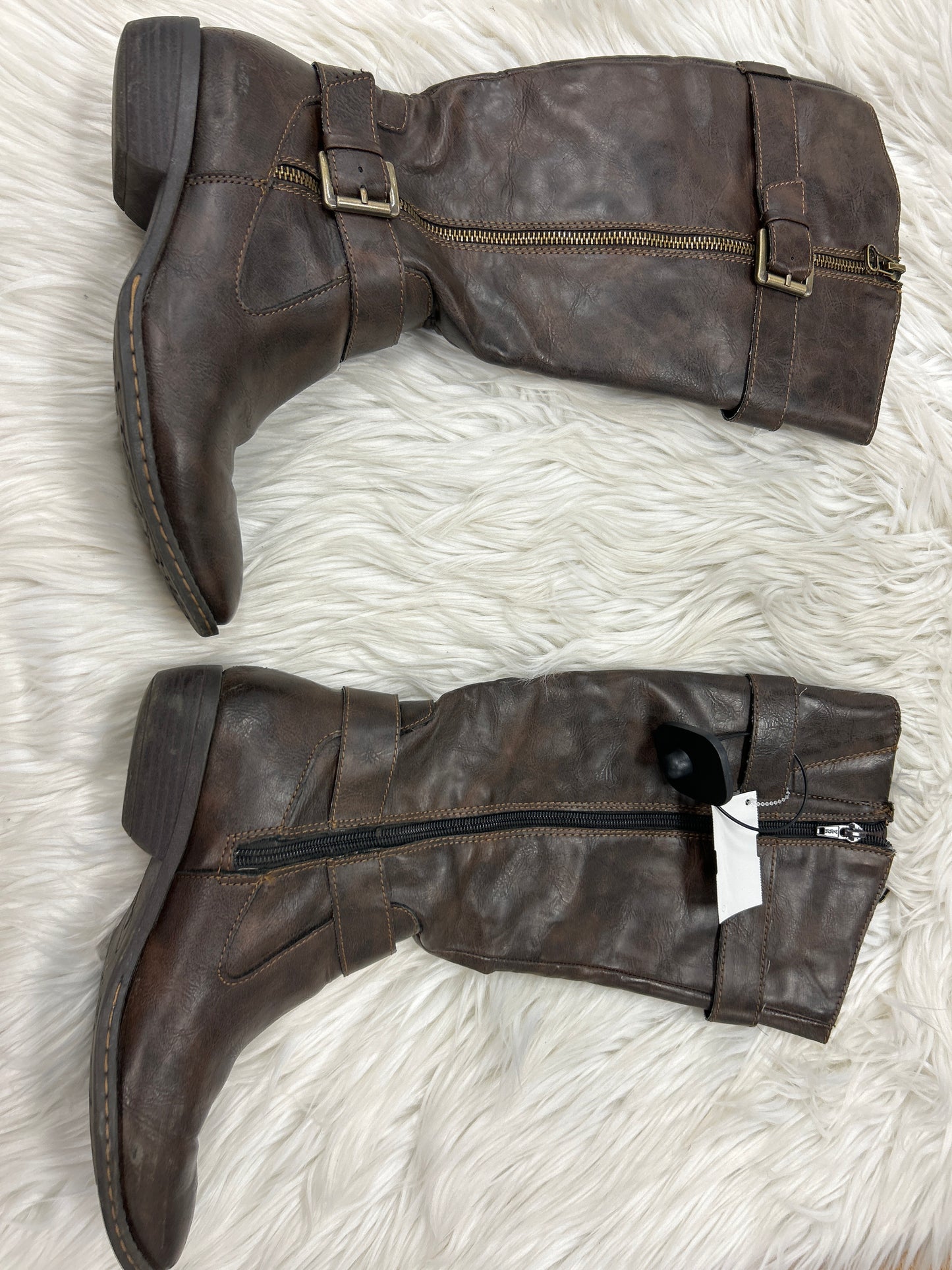 Boots Knee Heels By Boc In Brown, Size:7