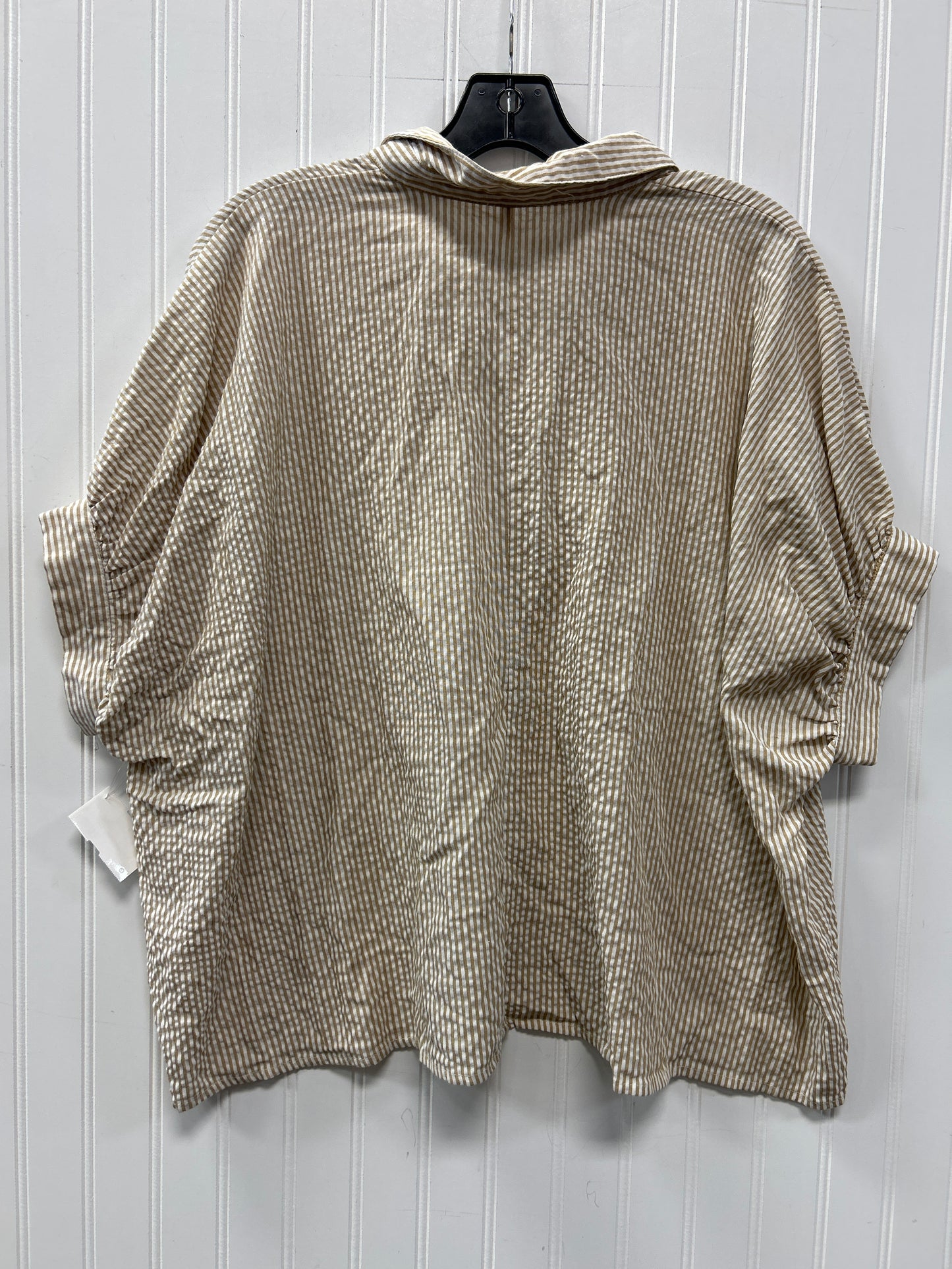 Blouse Ss By Double Zero In Tan & White, Size:S