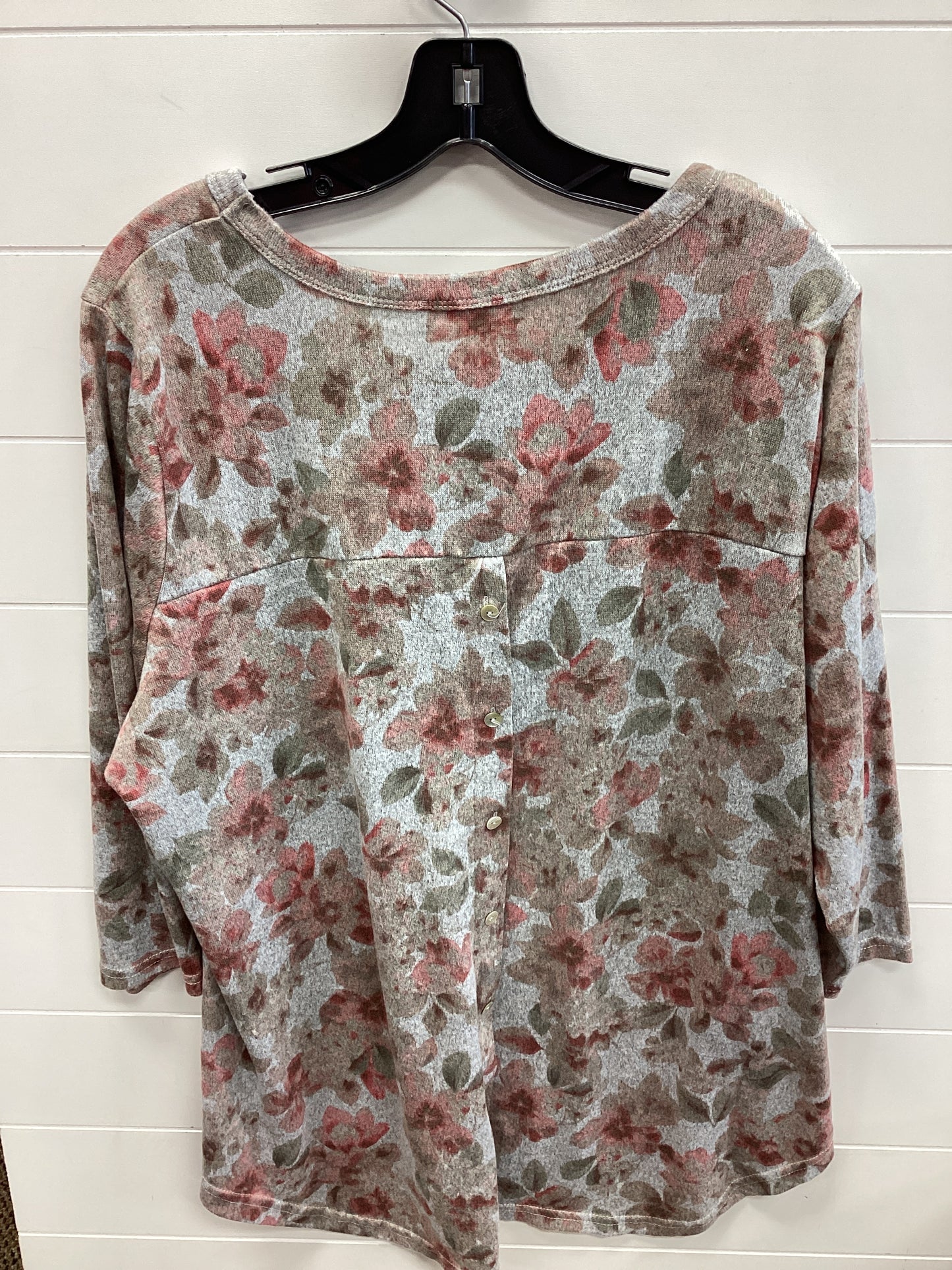 Top 2Pc 3/4 Sleeve By Rose And Olive In Floral Print, Size:3X