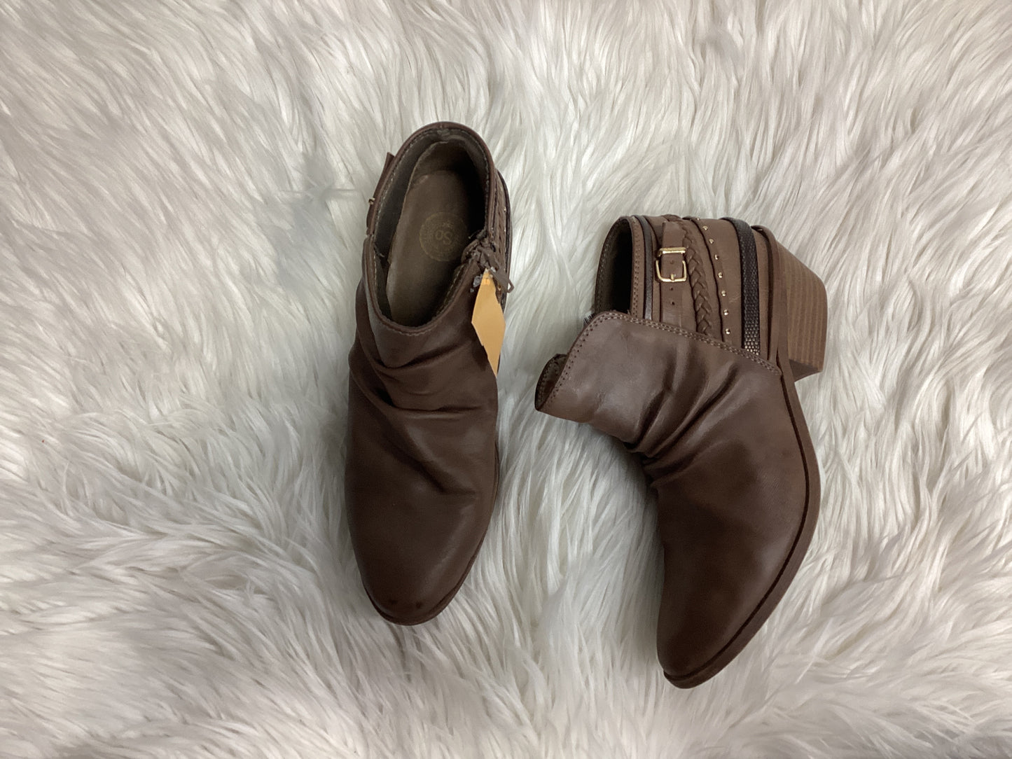 Boots Ankle Flats By So In Brown, Size:10