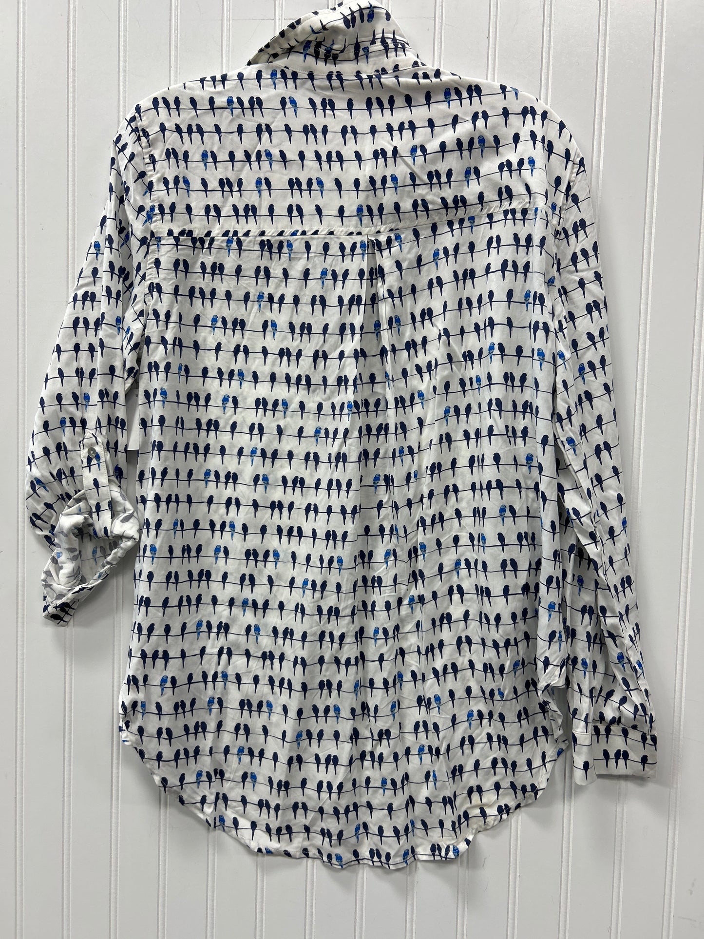 Blouse 3/4 Sleeve By Jane And Delancey In Blue & White, Size:M
