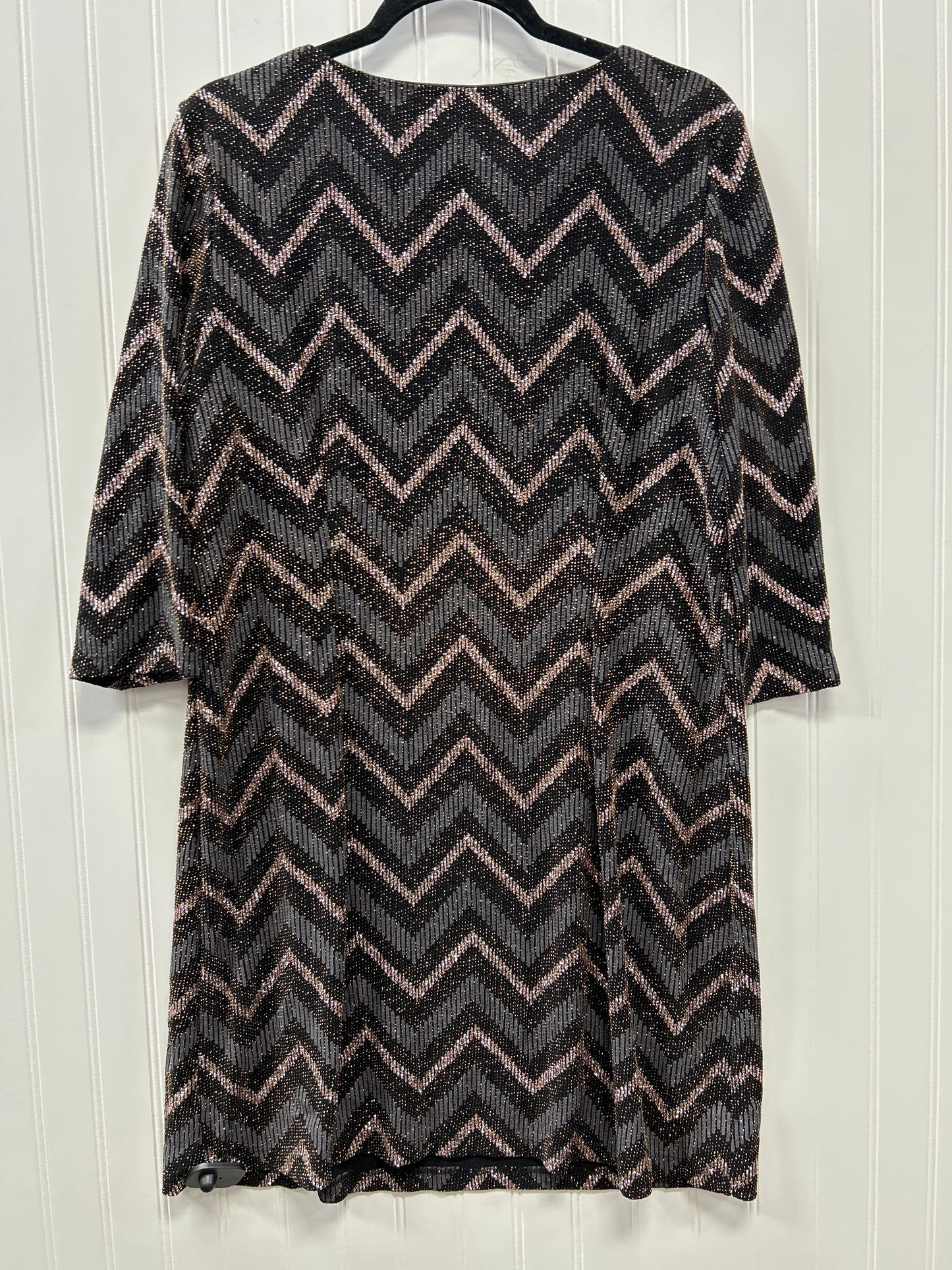 Dress Casual Midi By Studio 1 In Black & Gold, Size:14