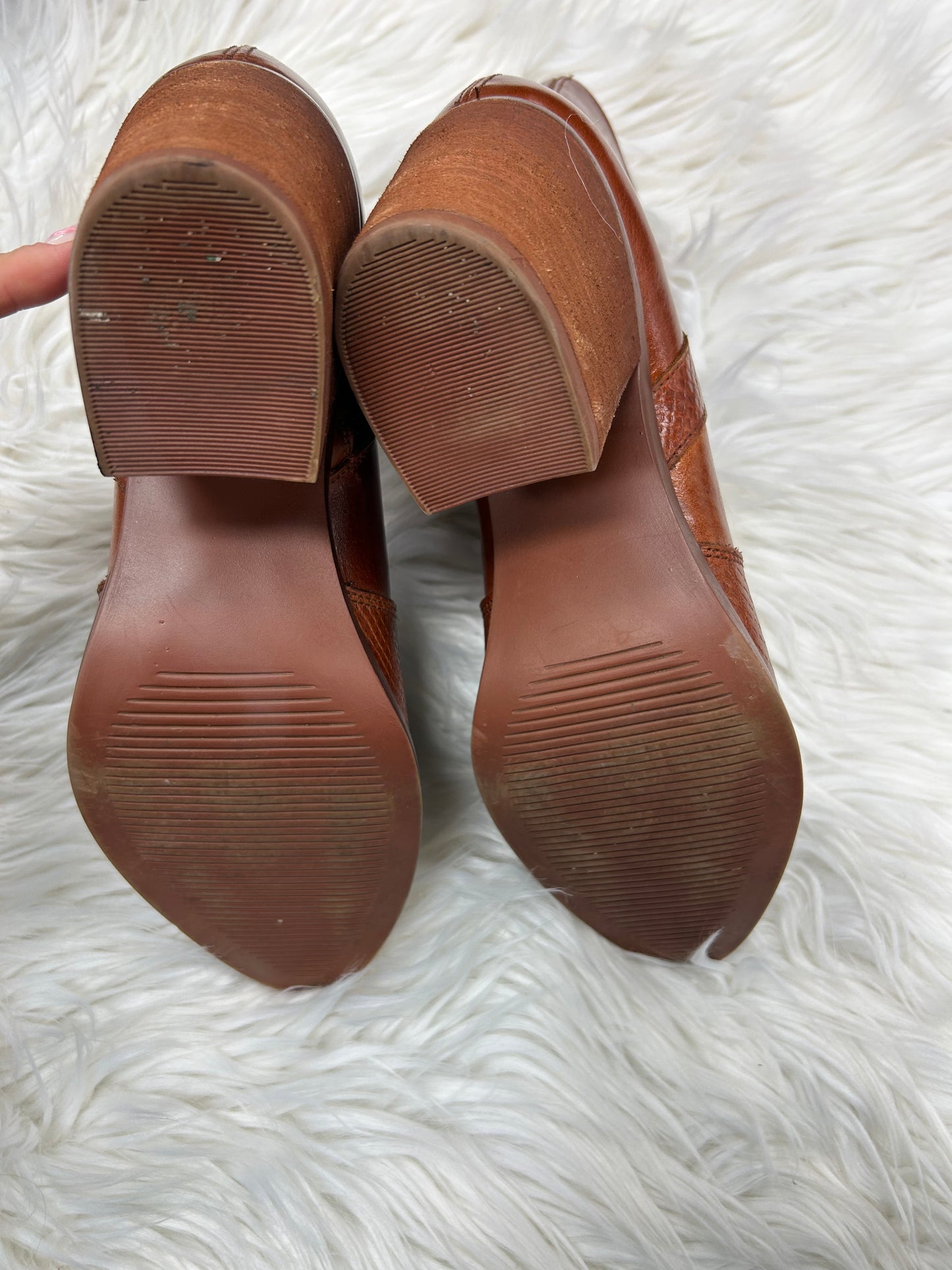 Boots Ankle Heels By Cmc In Brown, Size:9