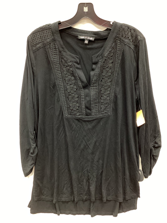 Top 3/4 Sleeve By Cable And Gauge In Black, Size:Xl