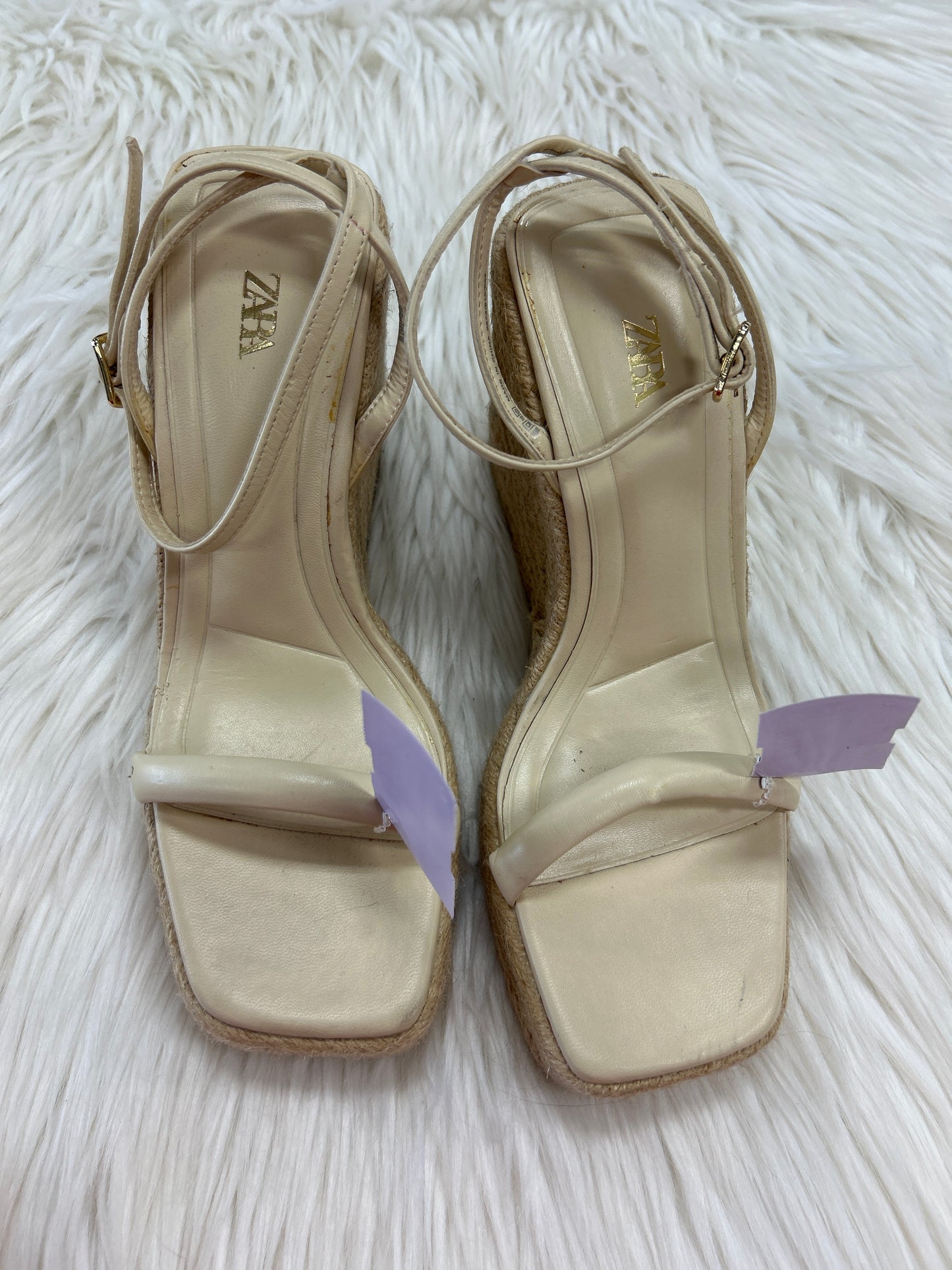 Sandals Heels Block By Zara In Cream, Size:6.5