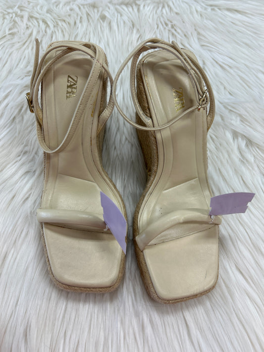 Sandals Heels Block By Zara In Cream, Size:6.5