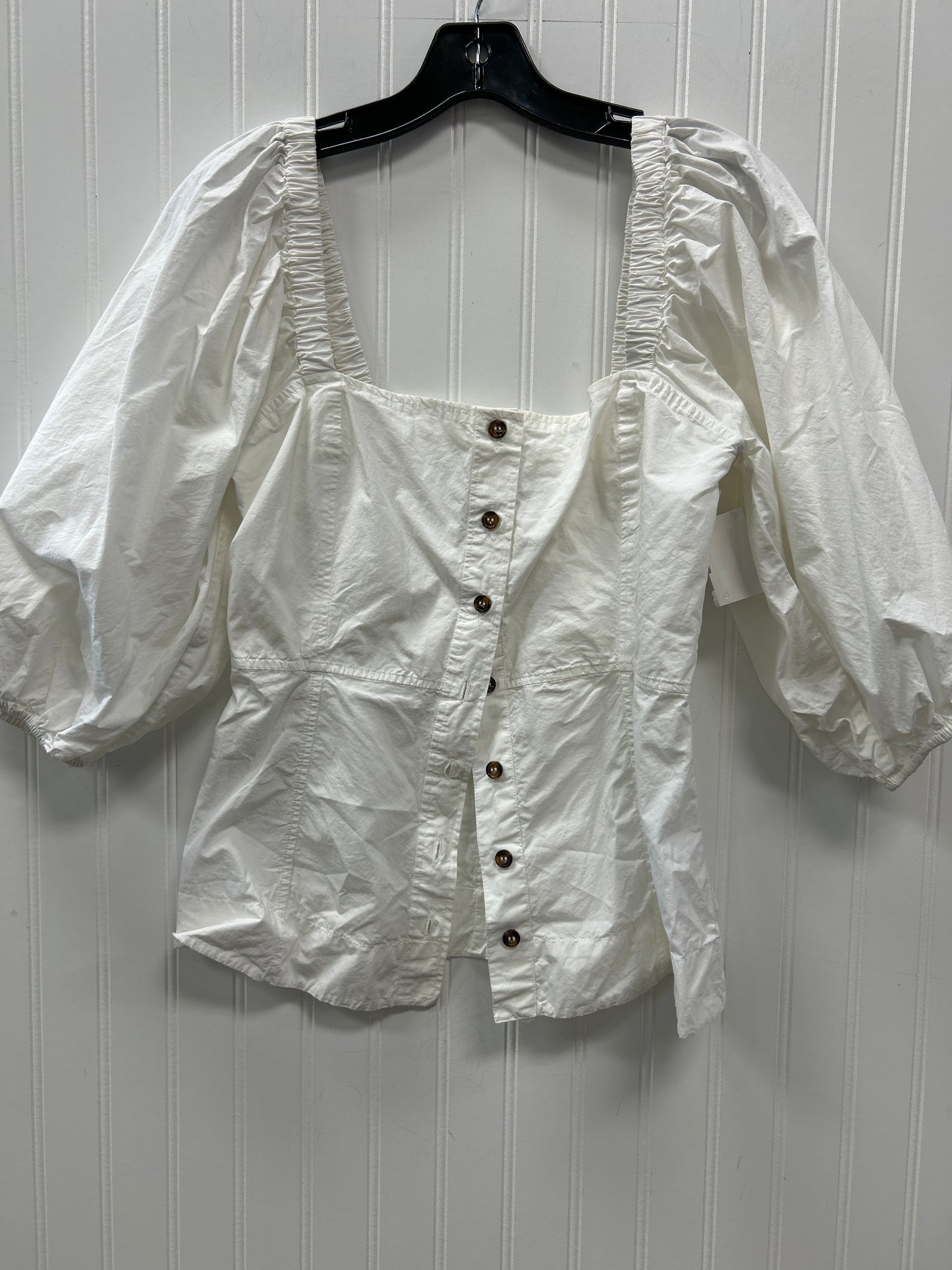 Blouse Ls By Ganni In White, Size:S