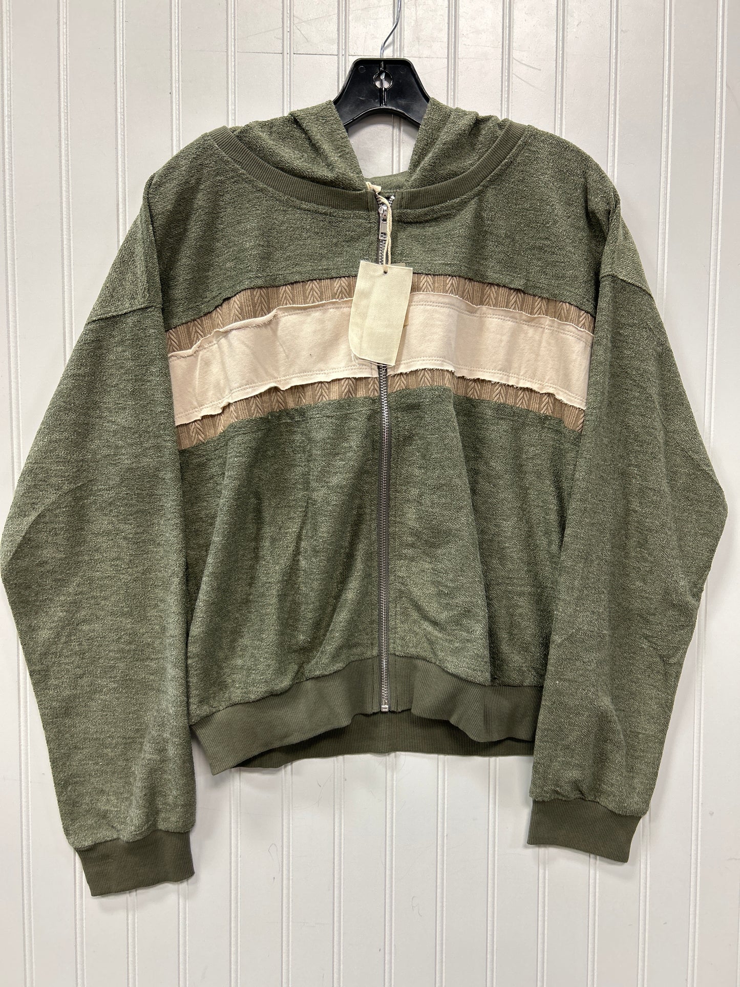 Sweatshirt Hoodie By Hem & Thread In Cream & Green, Size:L