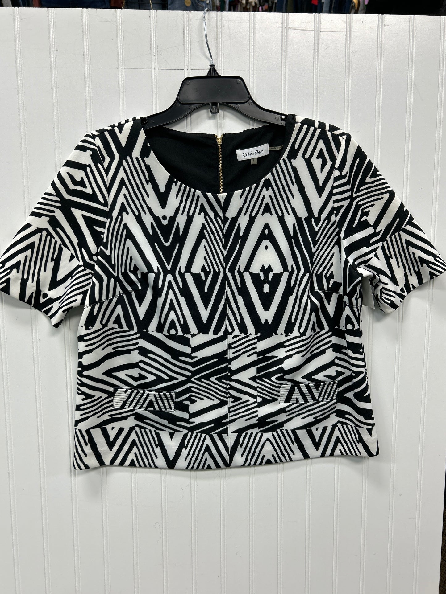 Top Ss By Calvin Klein In Black & White, Size:L