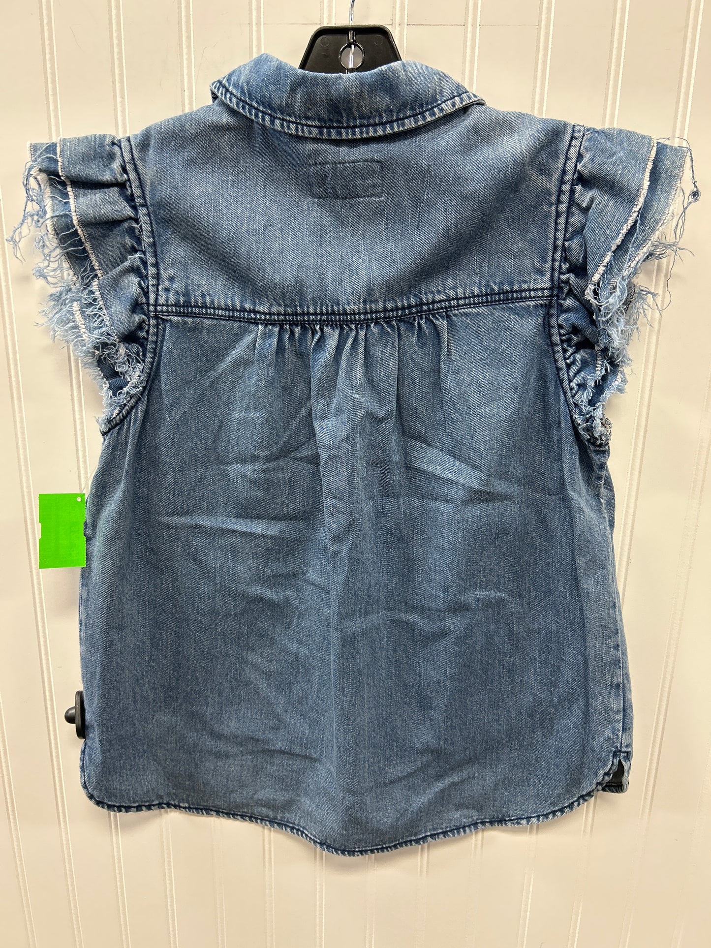 Blouse Ss By Pilcro In Blue Denim, Size:Xs