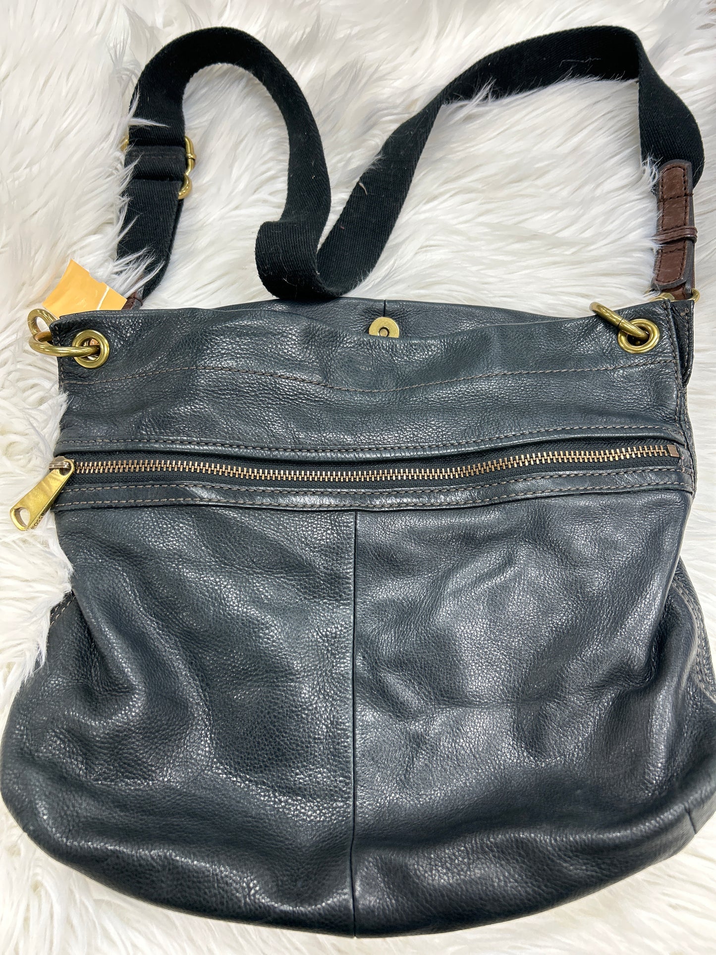 Handbag Leather By Fossil In Black, Size:Large