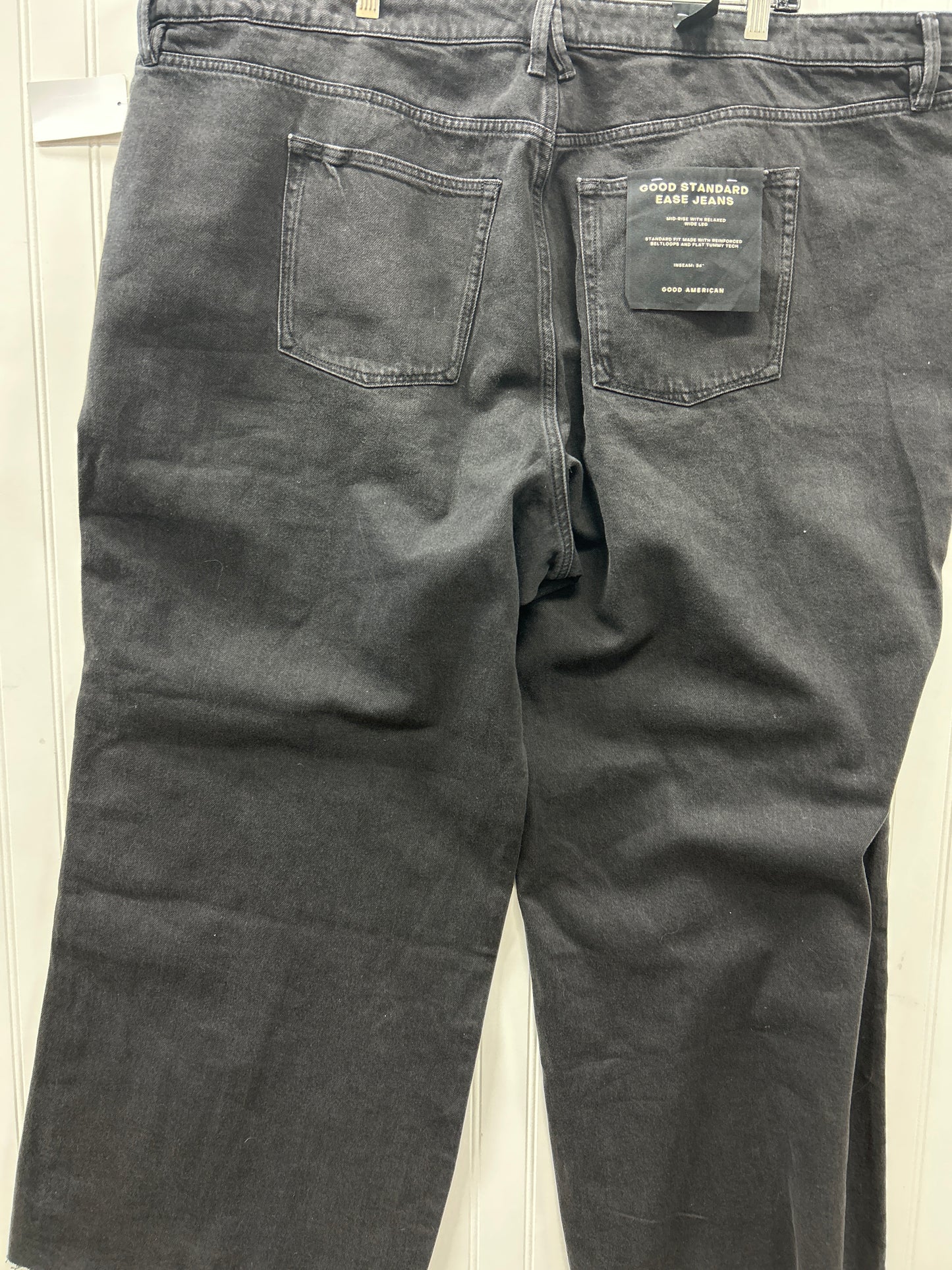 Jeans Wide Leg By Good American In Black Denim, Size:22