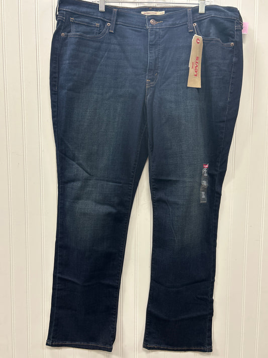 Jeans Straight By Levis In Blue Denim, Size:22 NWT