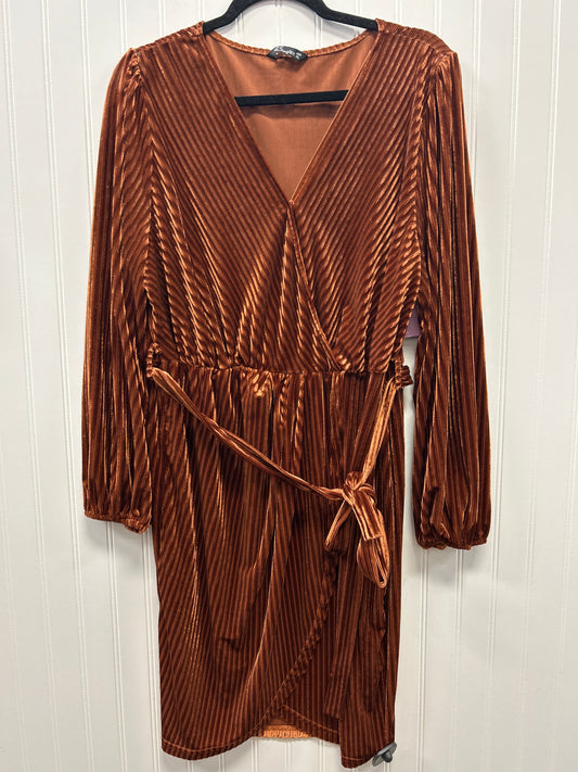 Dress Party Midi By Simple In Bronze, Size:Xl