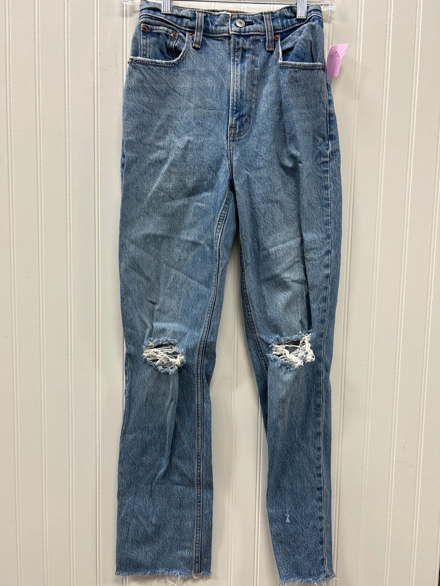 Jeans Straight By Abercrombie And Fitch In Blue Denim, Size:0