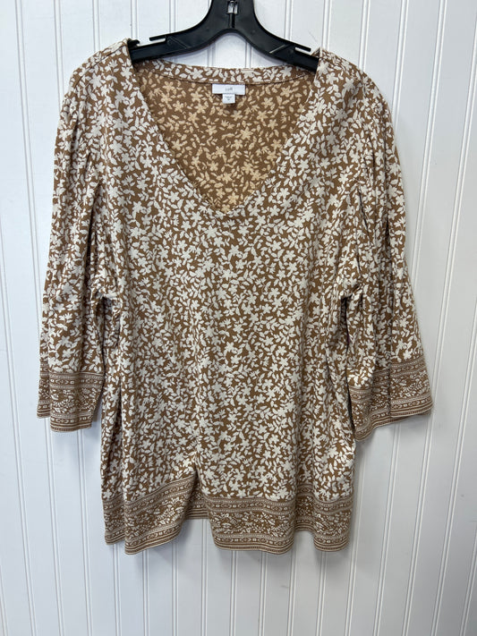 Top Ls By J. Jill In Cream & Tan, Size:2X