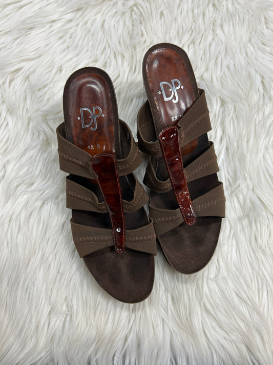 Sandals Heels Wedge By Donald Pliner In Brown, Size:8.5