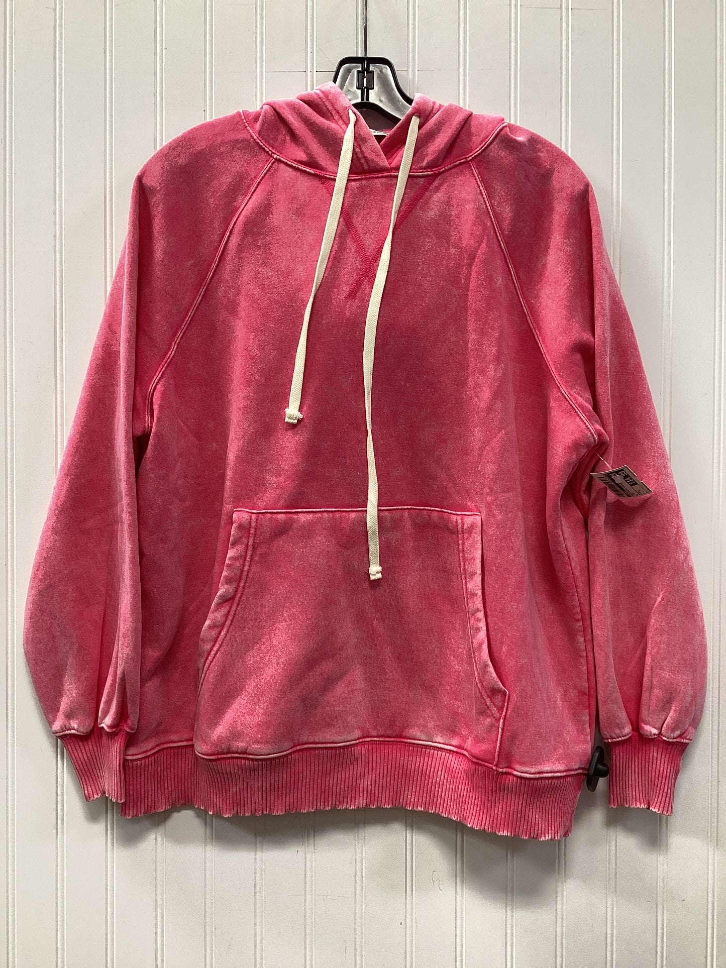 Sweatshirt Hoodie By Zenana In Pink, Size:M
