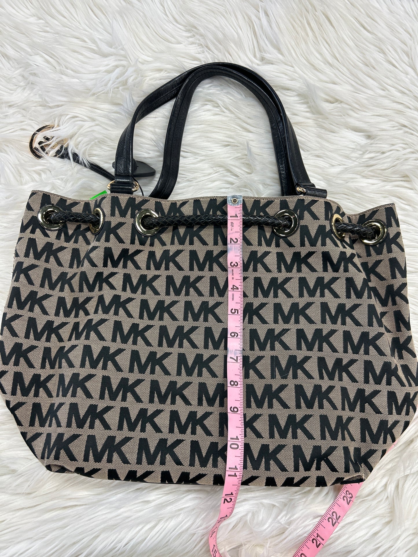 Handbag Designer By Michael Kors In Black & Tan, Size:Large