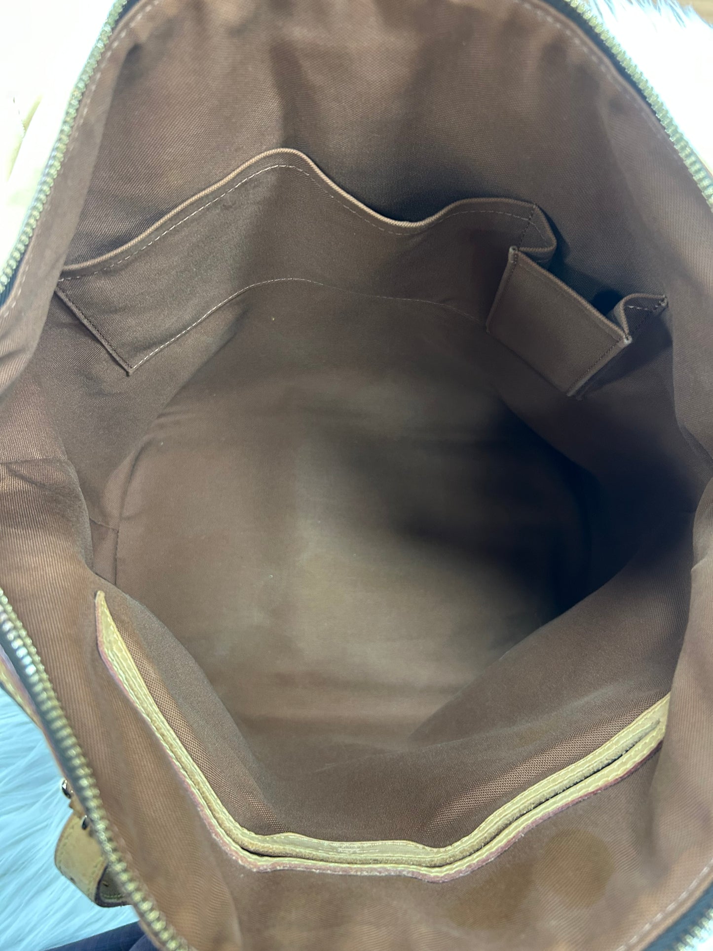 Handbag Luxury Designer By Louis Vuitton In Brown, Size:Large