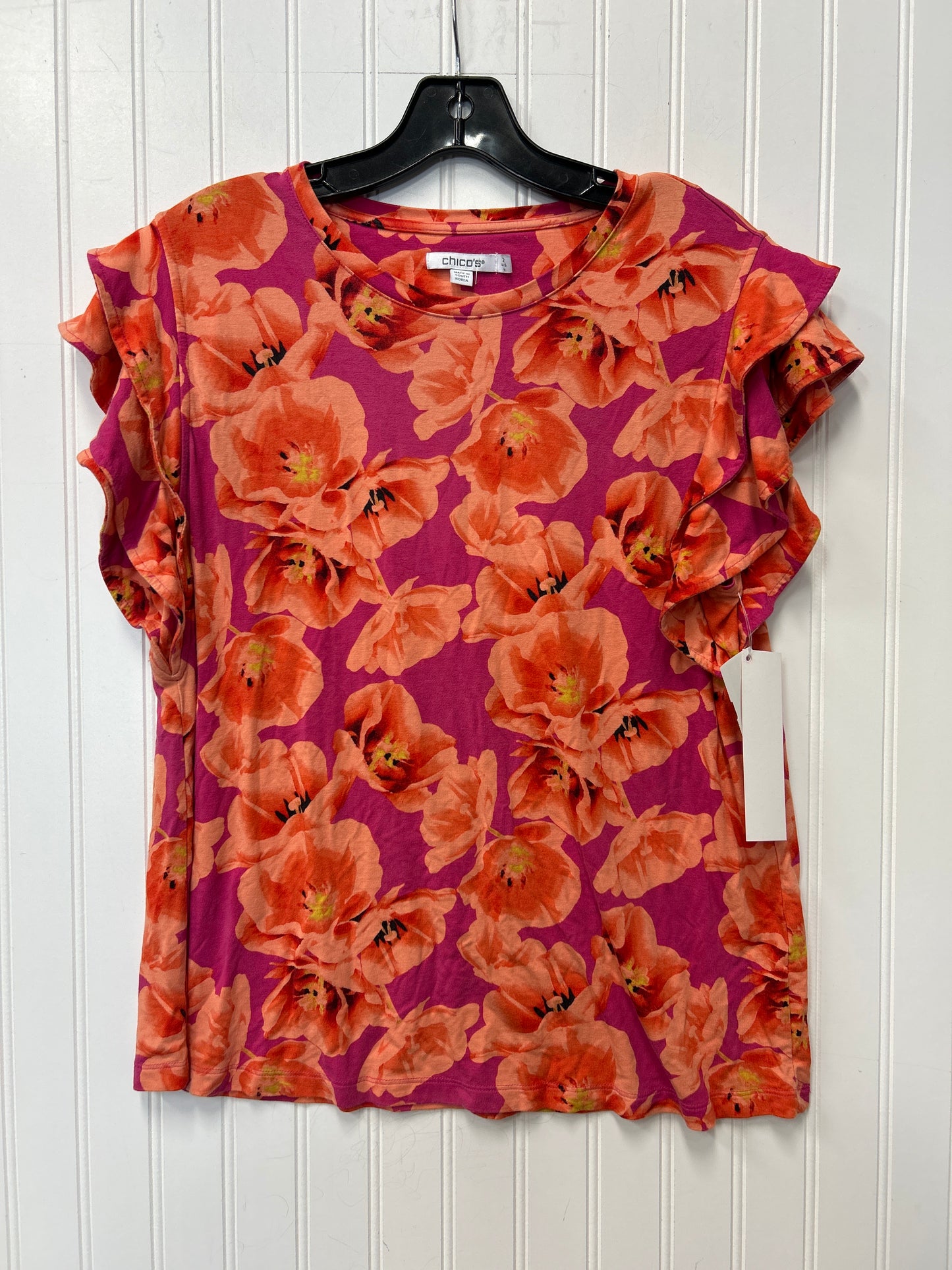 Top Ss By Chicos In Orange & Pink, Size:L