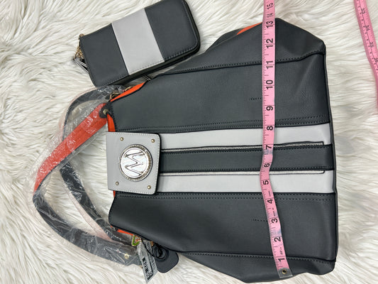 Handbag By Clothes Mentor In Grey & Orange, Size:Large