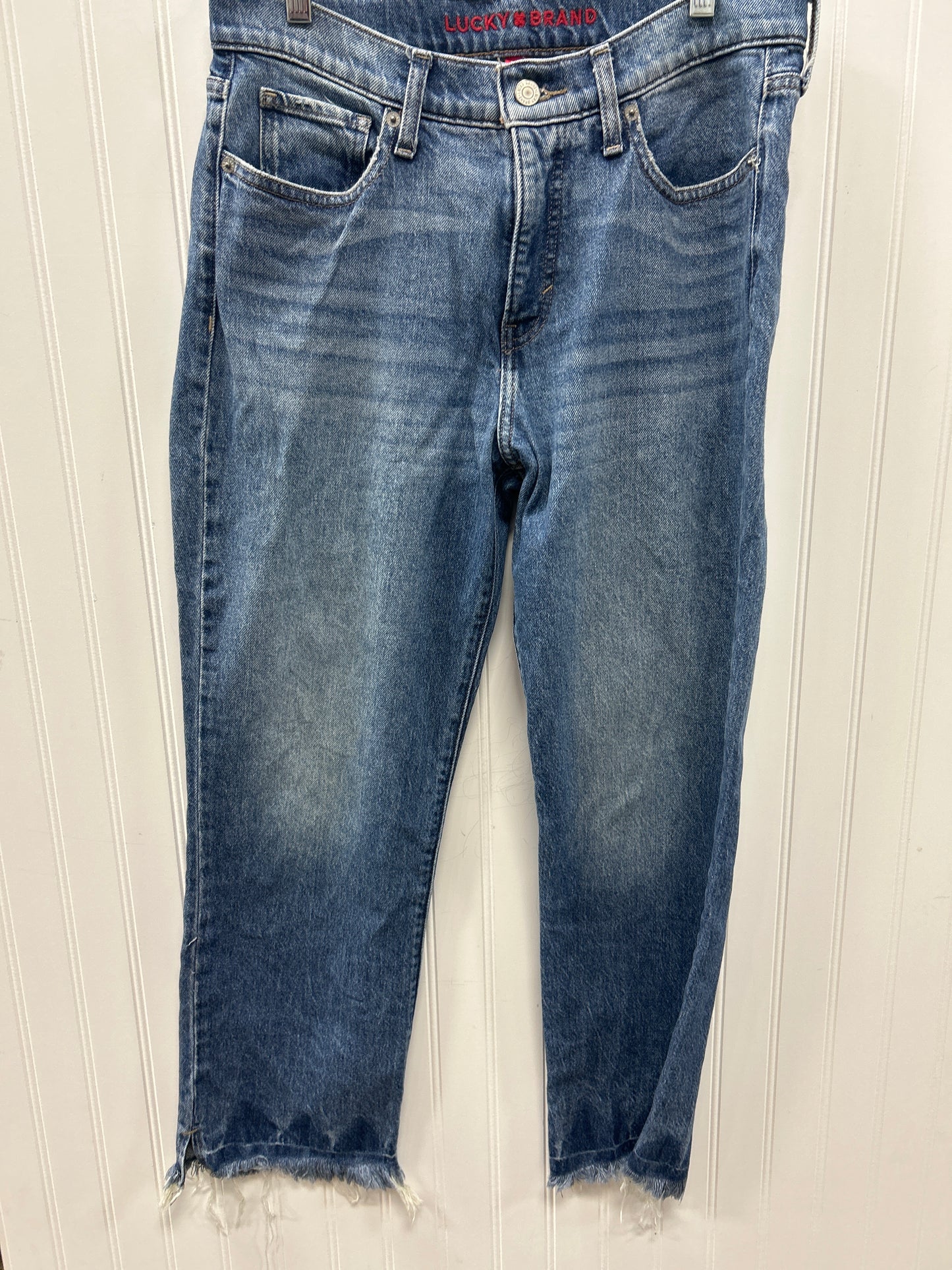 Jeans Straight By Lucky Brand In Blue Denim, Size:8