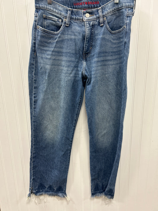 Jeans Straight By Lucky Brand In Blue Denim, Size:8
