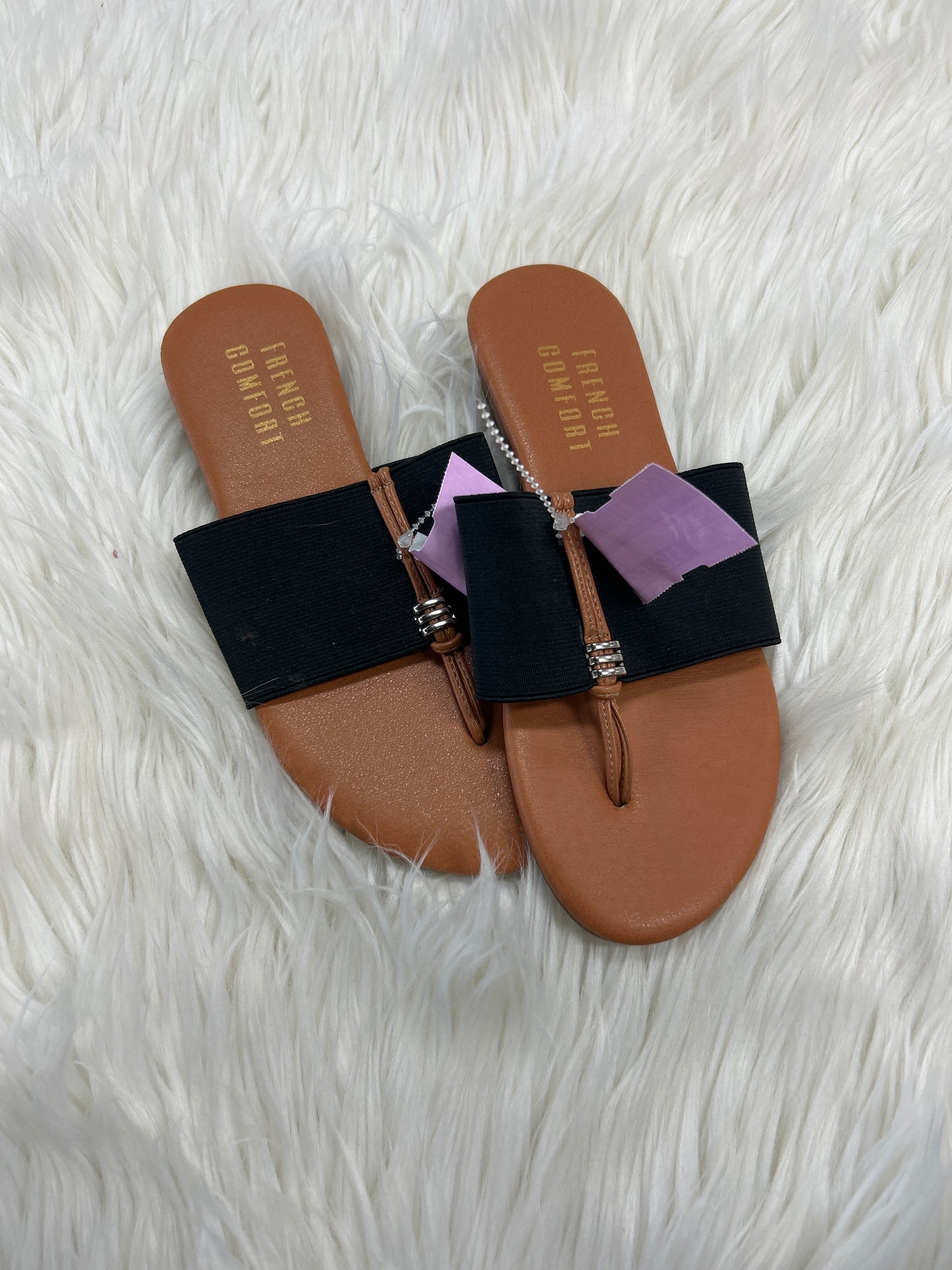 Sandals Flats By Clothes Mentor In Black, Size:5
