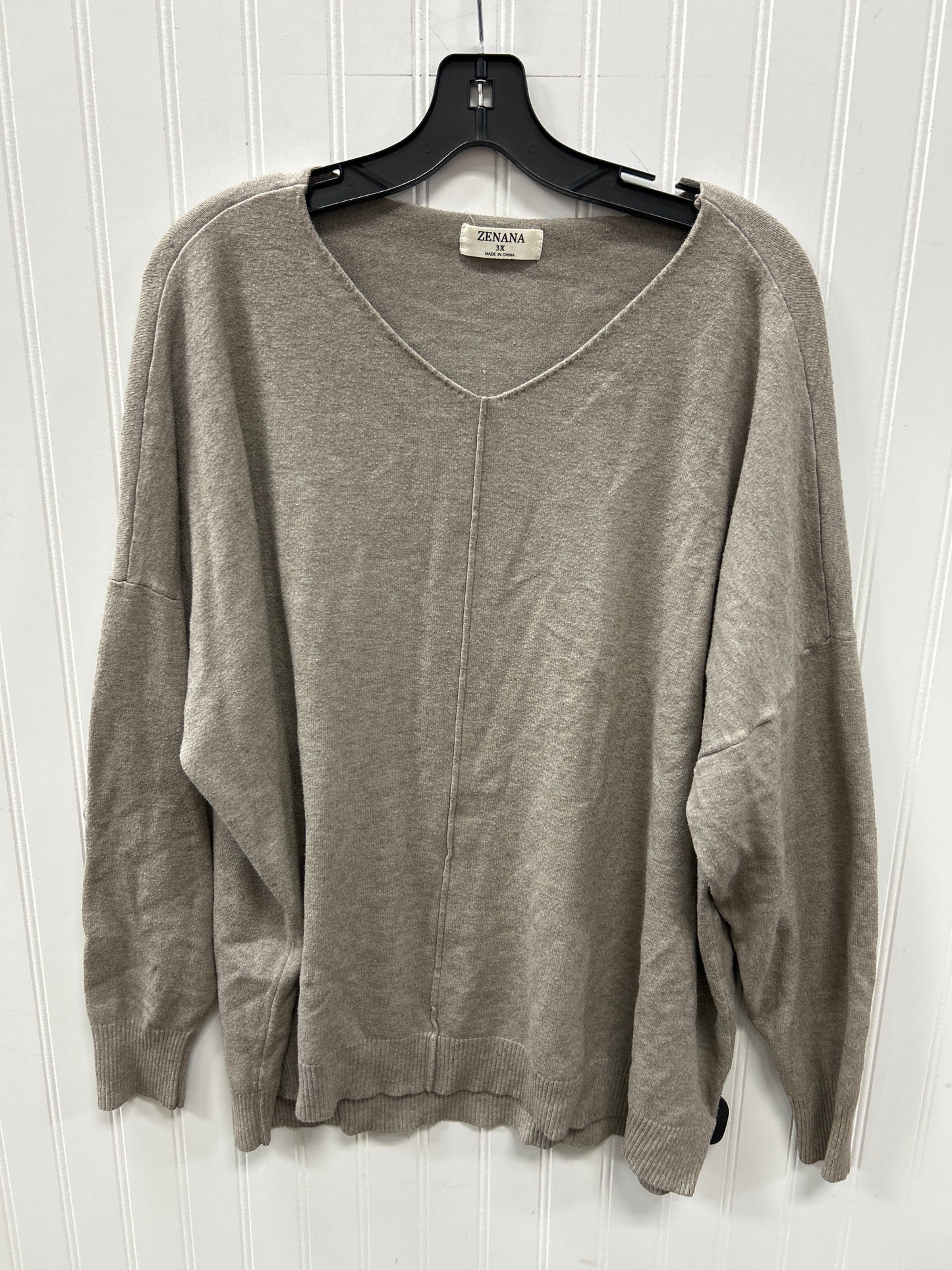 Top Ls By Zenana In Taupe, Size:3X