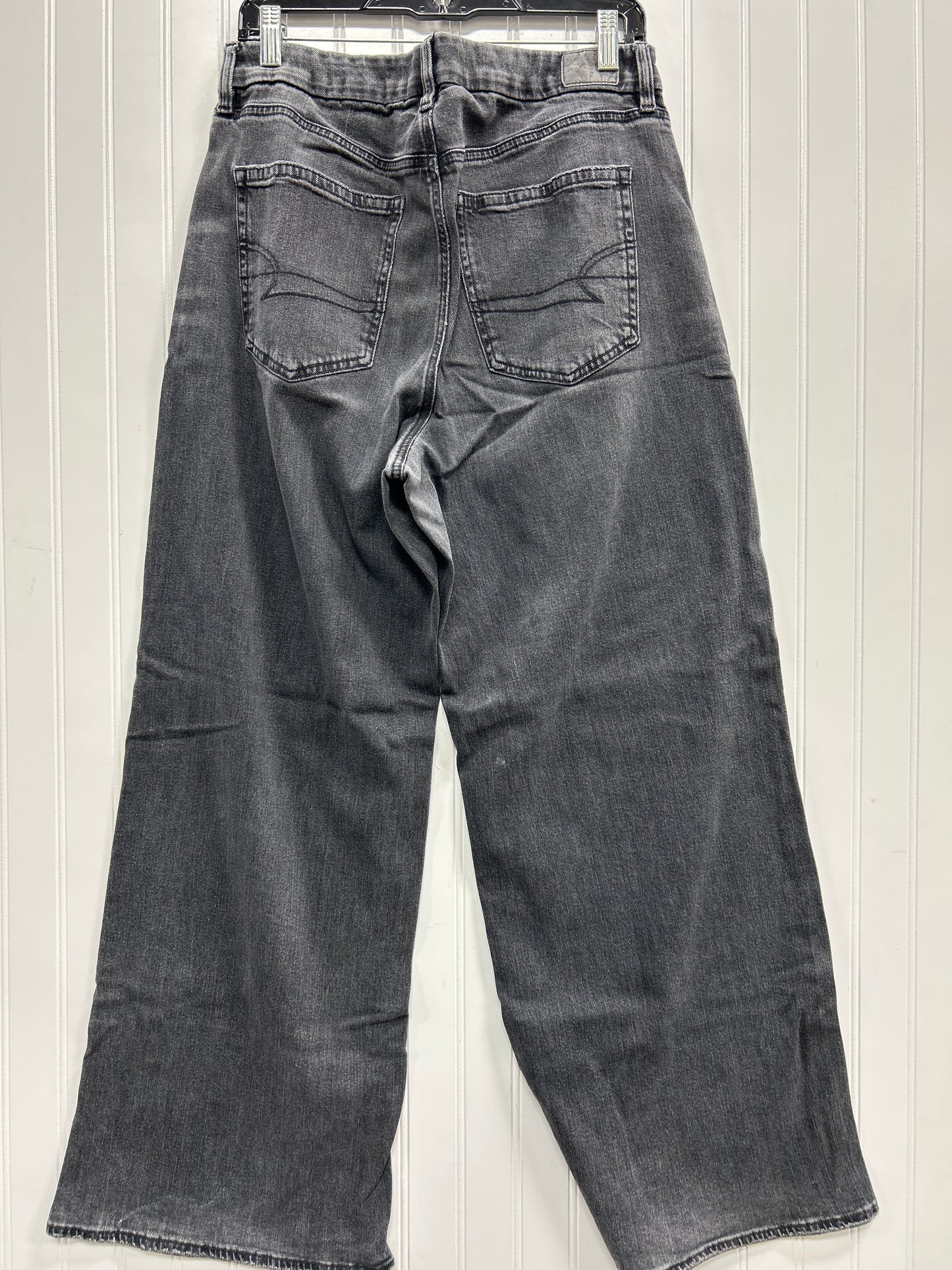 Jeans Wide Leg By American Eagle In Black Denim, Size:14