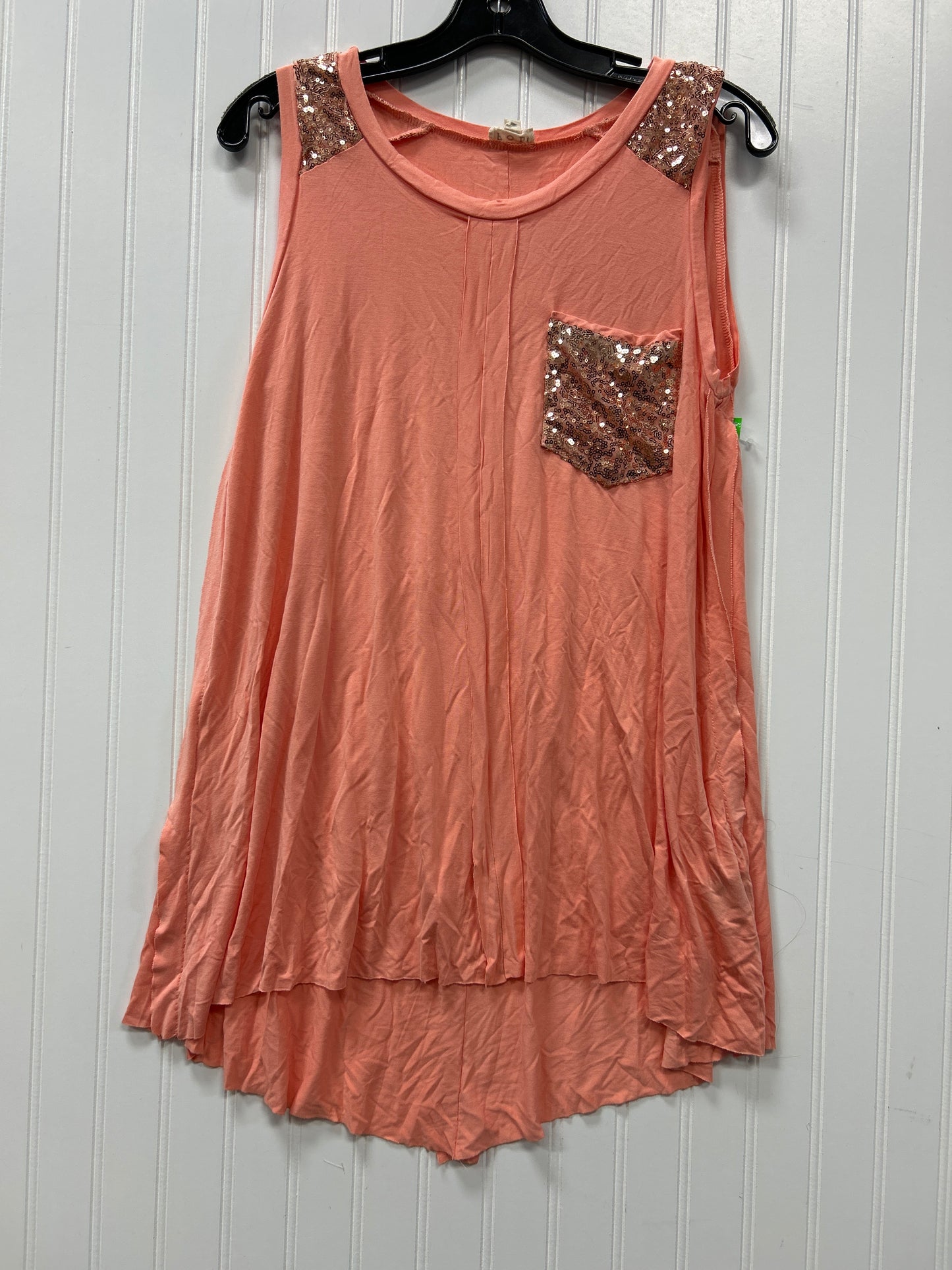 Top Sleeveless Tunic By Pol In Peach, Size:S