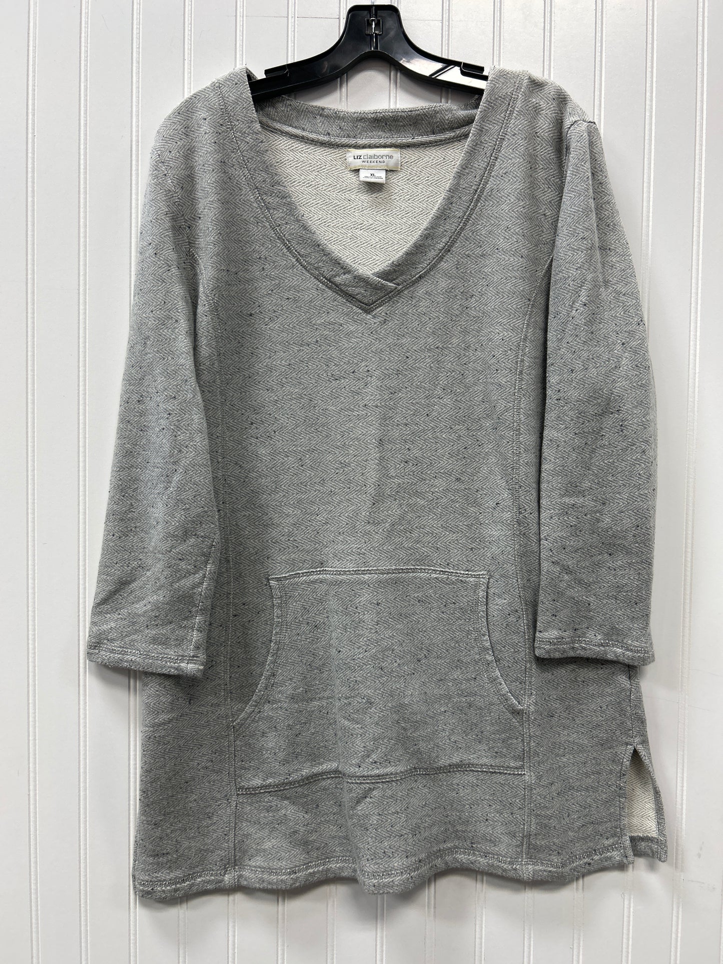 Sweatshirt Crewneck By Liz Claiborne In Grey, Size:Xl