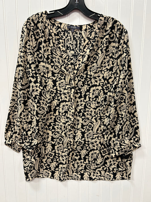 Blouse Ls By Not Your Daughters Jeans In Black & Cream, Size:Xl